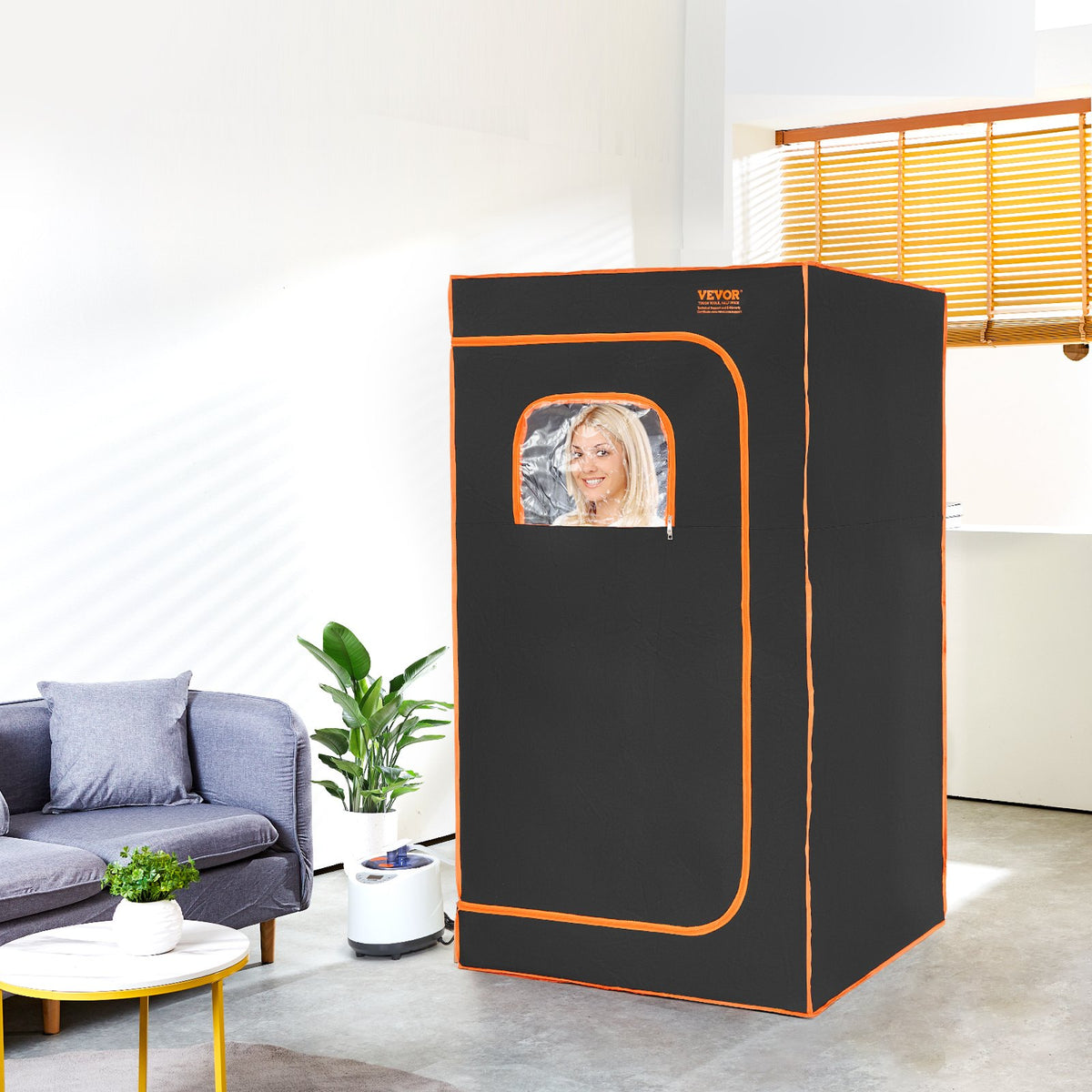 Portable Steam Sauna Tent Full Size 1000W Personal Sauna Blanket W/ Chair, 880 x 880 x 1600 mm V952-ZQBXSSNQCCS14E7Q1V3