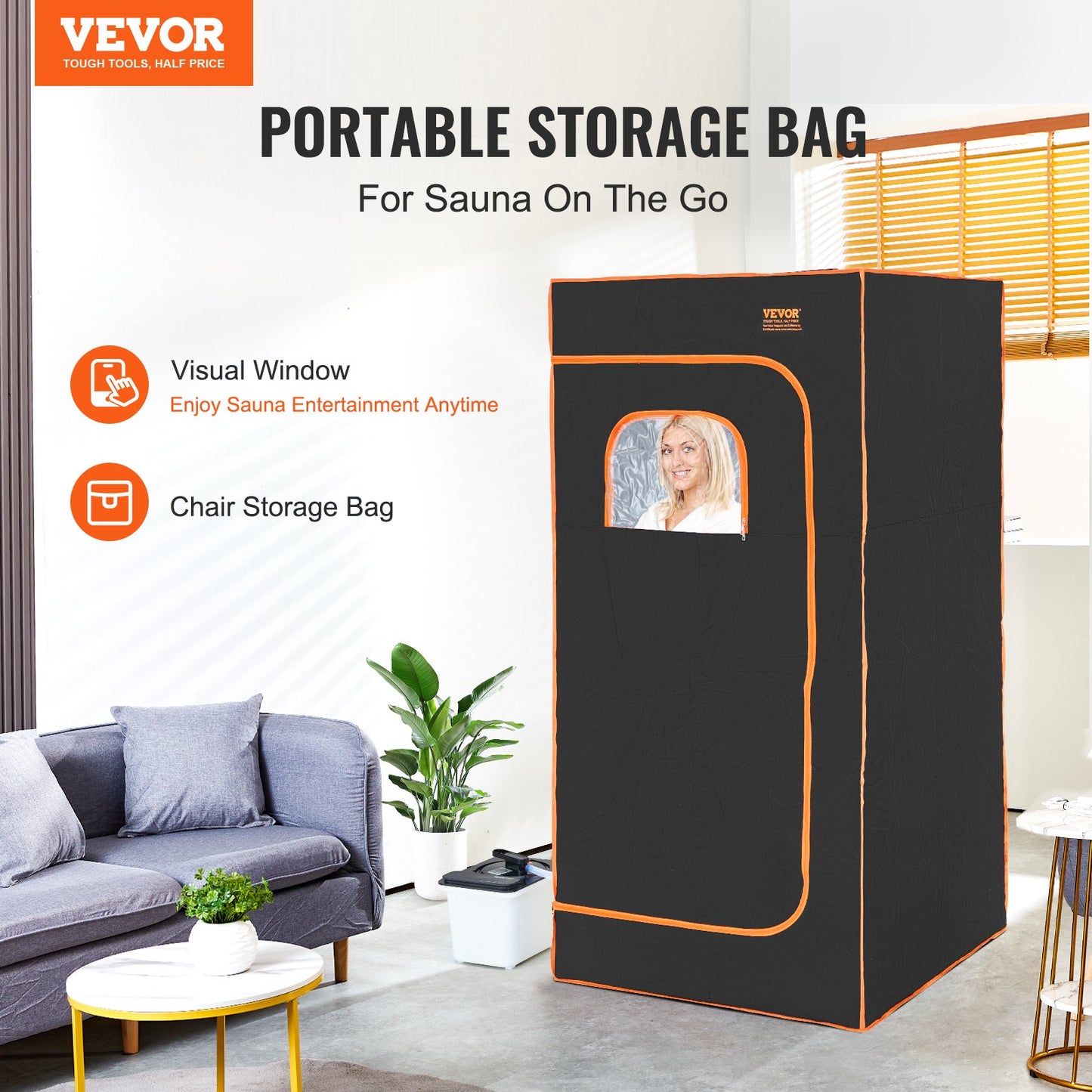 Portable Steam Sauna Tent Full Size 2000W Personal Sauna Blanket W/ Chair,880 x 880 x 1780 mm V952-ZQBXSSNQCCS1TM5YTV3