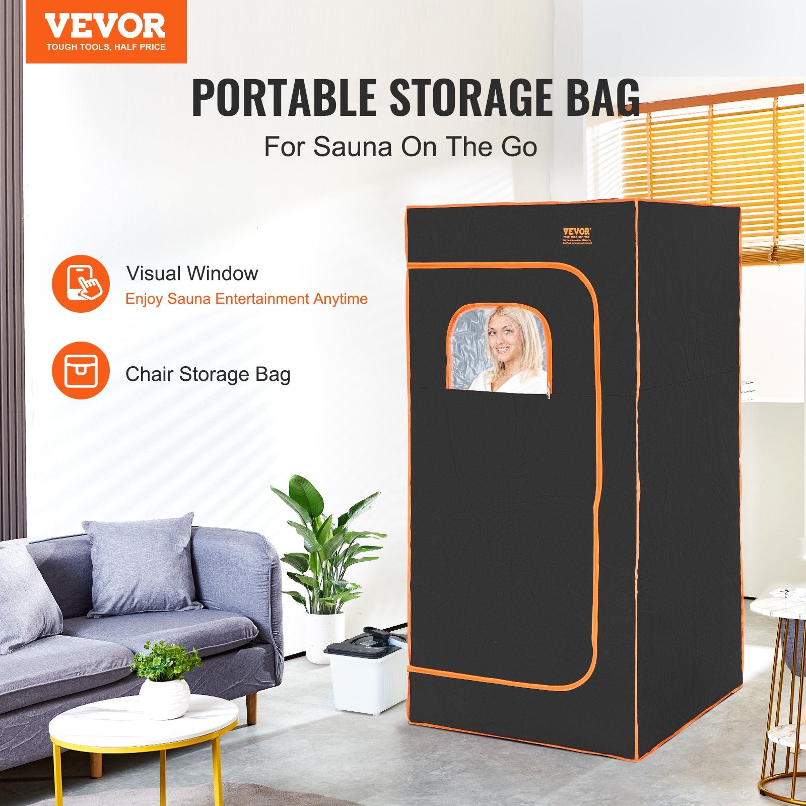 Portable Steam Sauna Tent Full Size 2000W Personal Sauna Blanket W/ Chair,880 x 880 x 1780 mm V952-ZQBXSSNQCCS1TM5YTV3