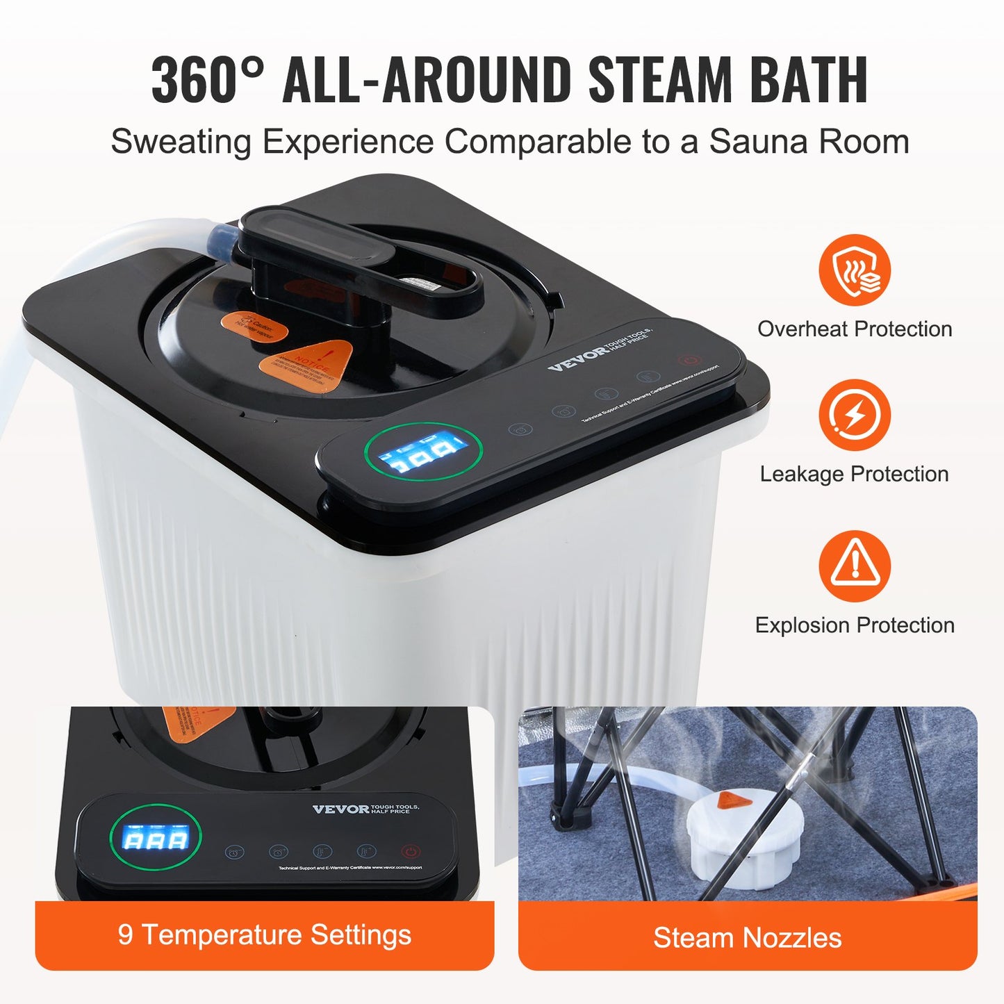 Portable Steam Sauna Tent Full Size 2000W Personal Sauna Blanket W/ Chair,880 x 880 x 1780 mm V952-ZQBXSSNQCCS1TM5YTV3