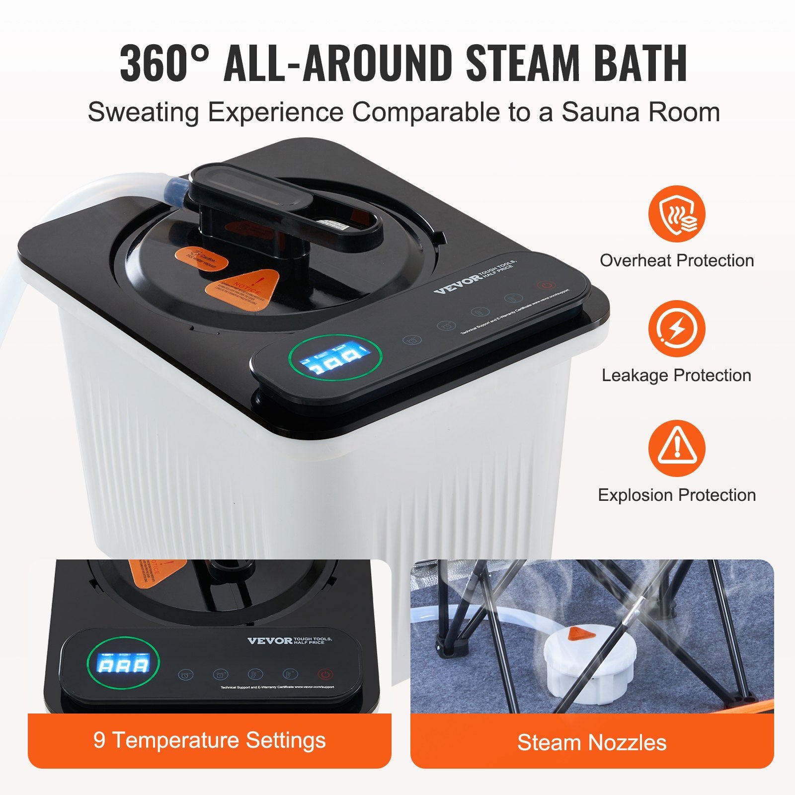 Portable Steam Sauna Tent Full Size 2000W Personal Sauna Blanket W/ Chair,880 x 880 x 1780 mm V952-ZQBXSSNQCCS1TM5YTV3