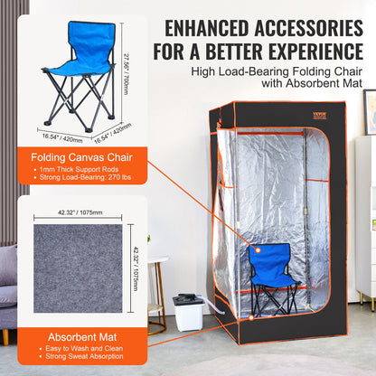 Portable Steam Sauna Tent Full Size 2000W Personal Sauna Blanket W/ Chair,880 x 880 x 1780 mm V952-ZQBXSSNQCCS1TM5YTV3