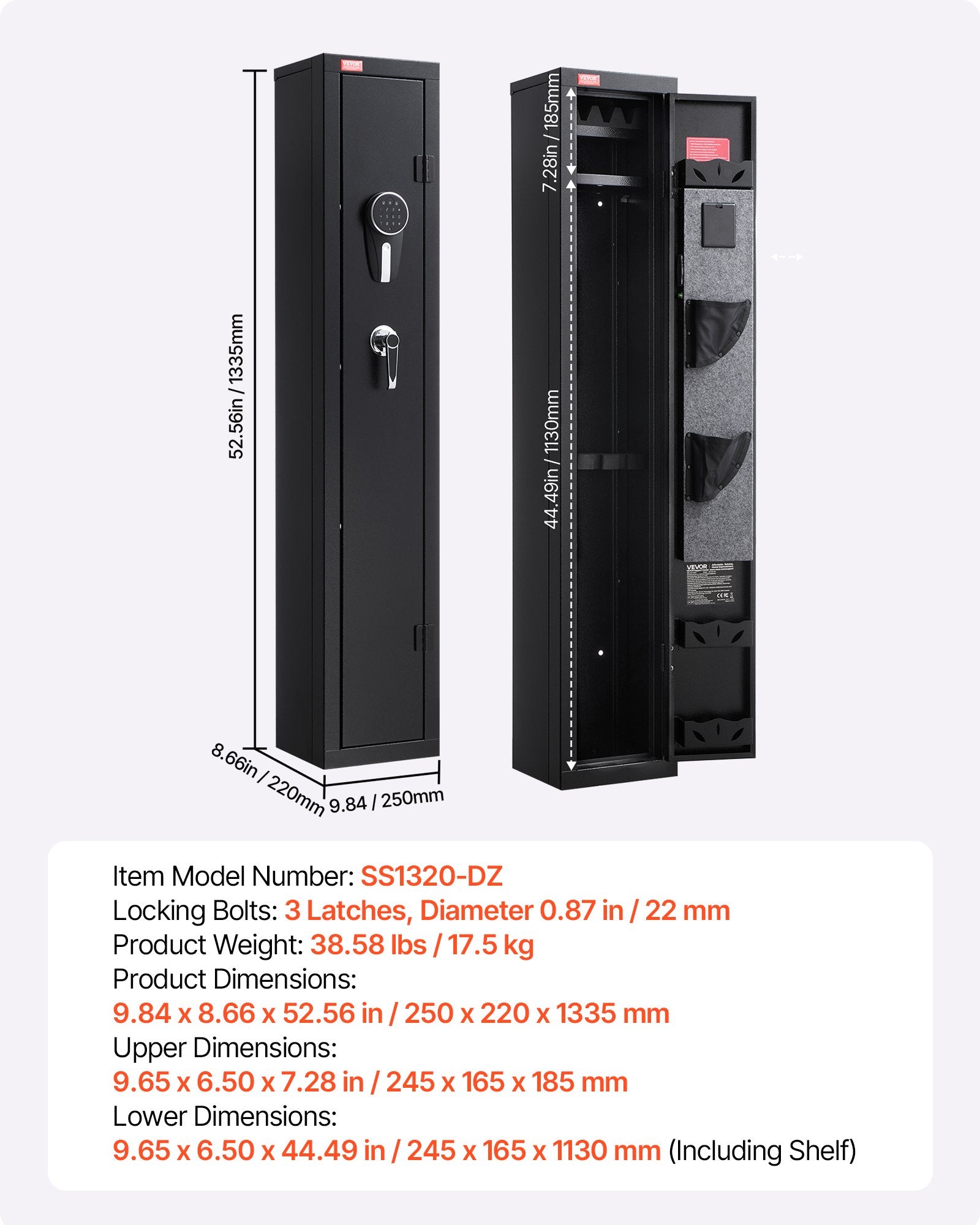 Gun Safe, Heavy Duty Cold-Rolled Steel Fireproof Rifle Cabinet with Digital Keypad & Key, Large Long Gun V952-ZQBXXCZLB11M5KHYC001V9