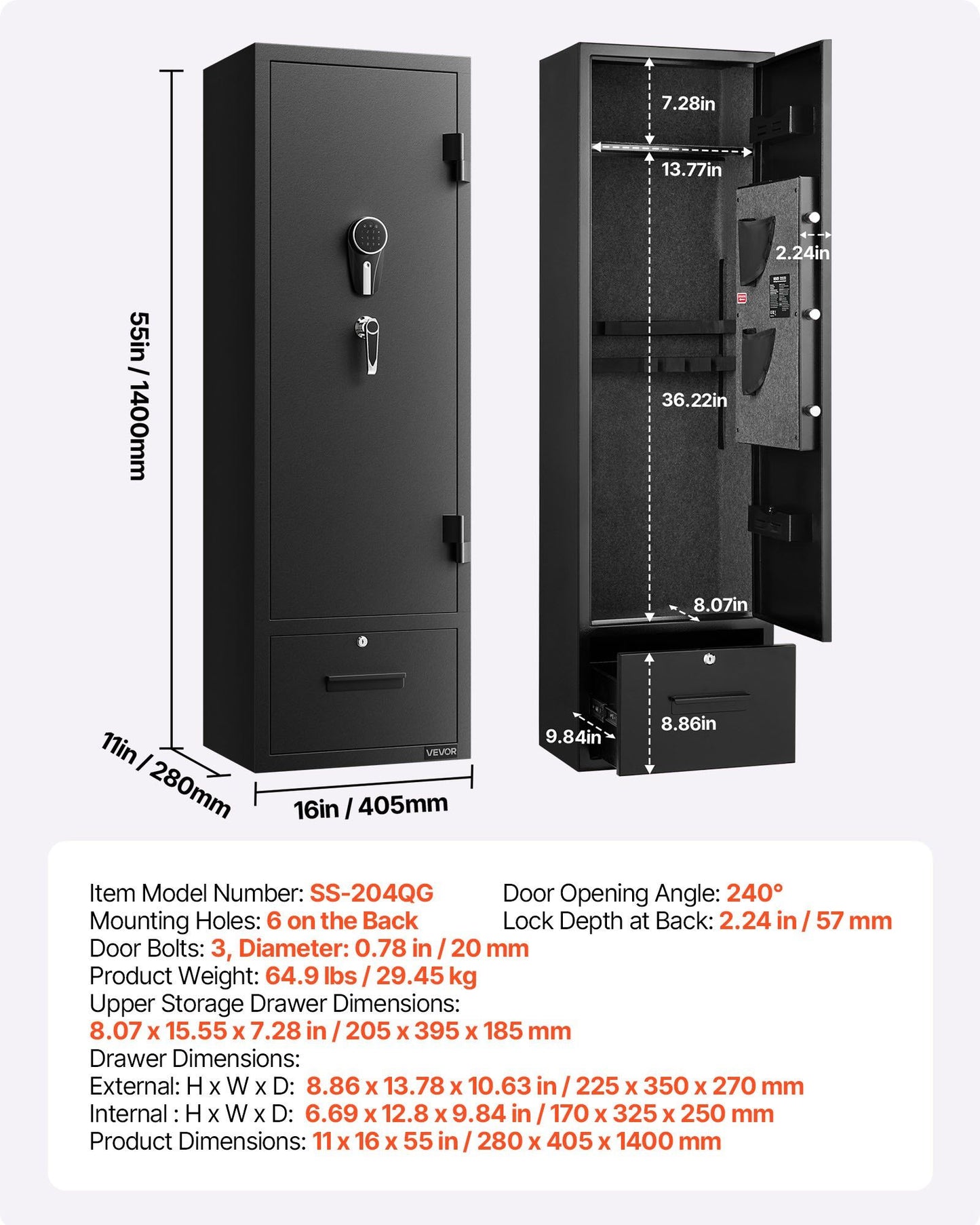 4 Gun Safe, Long Gun Cabinet for Rifles and Pistols, Quick Access Rifle Safe with 2 Ammo Slots, 2 Pistol V952-ZQBXXDCTS111B4B03001V9