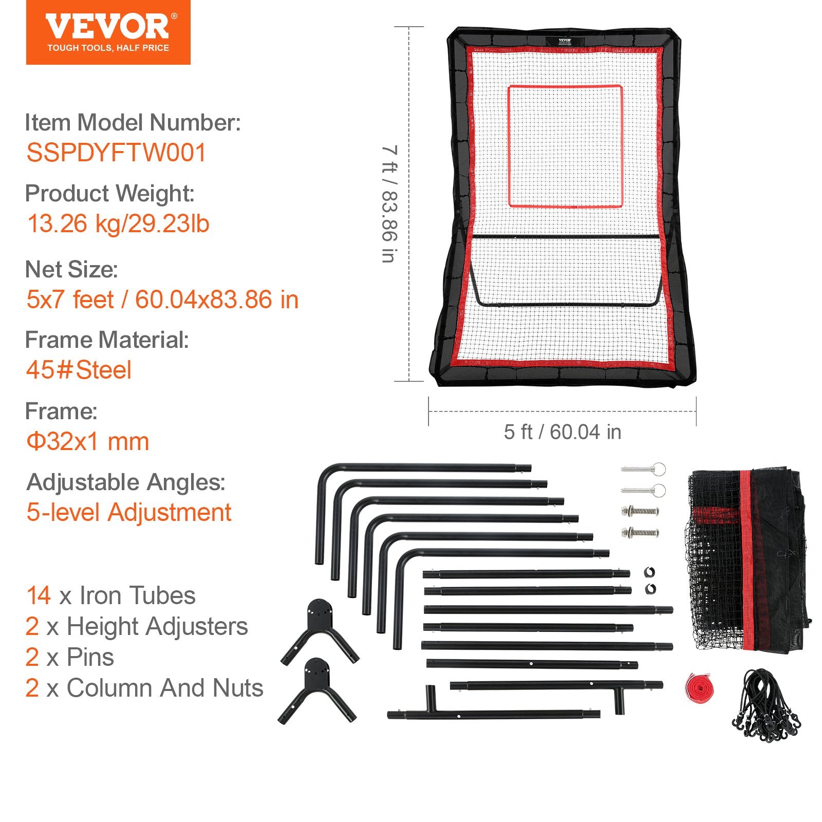 Lacrosse Rebounder for Backyard, 5x7 Ft Volleyball Bounce Back Net, Pitchback Throwback Baseball Softball V952-ZQGQFDWPEWK5TIDTVV0