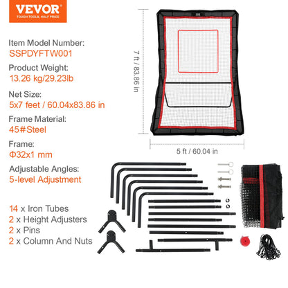 Lacrosse Rebounder for Backyard, 5x7 Ft Volleyball Bounce Back Net, Pitchback Throwback Baseball Softball V952-ZQGQFDWPEWK5TIDTVV0