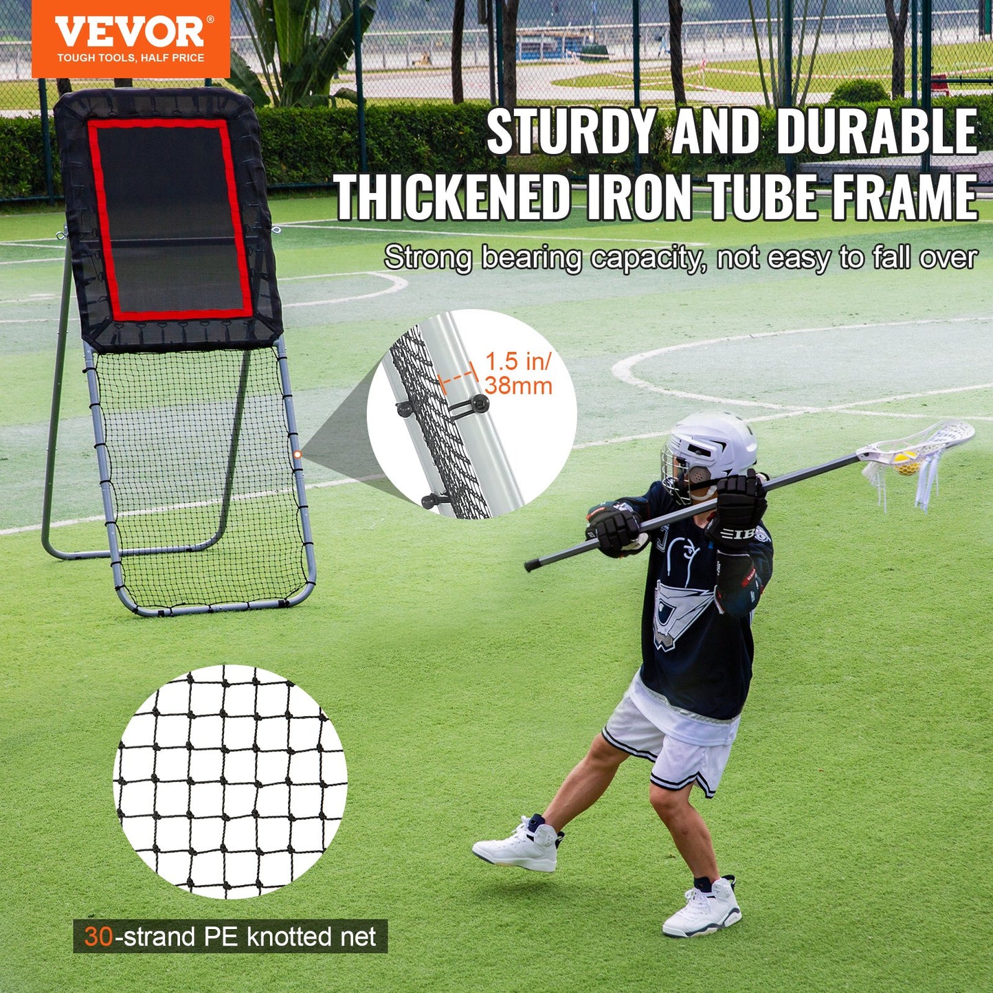 Folding Lacrosse Rebounder for Backyard, 3x8 Ft Volleyball Bounce Back Net, Pitchback Throwback Baseball V952-ZQGQFDWTCBWK30JVMV0