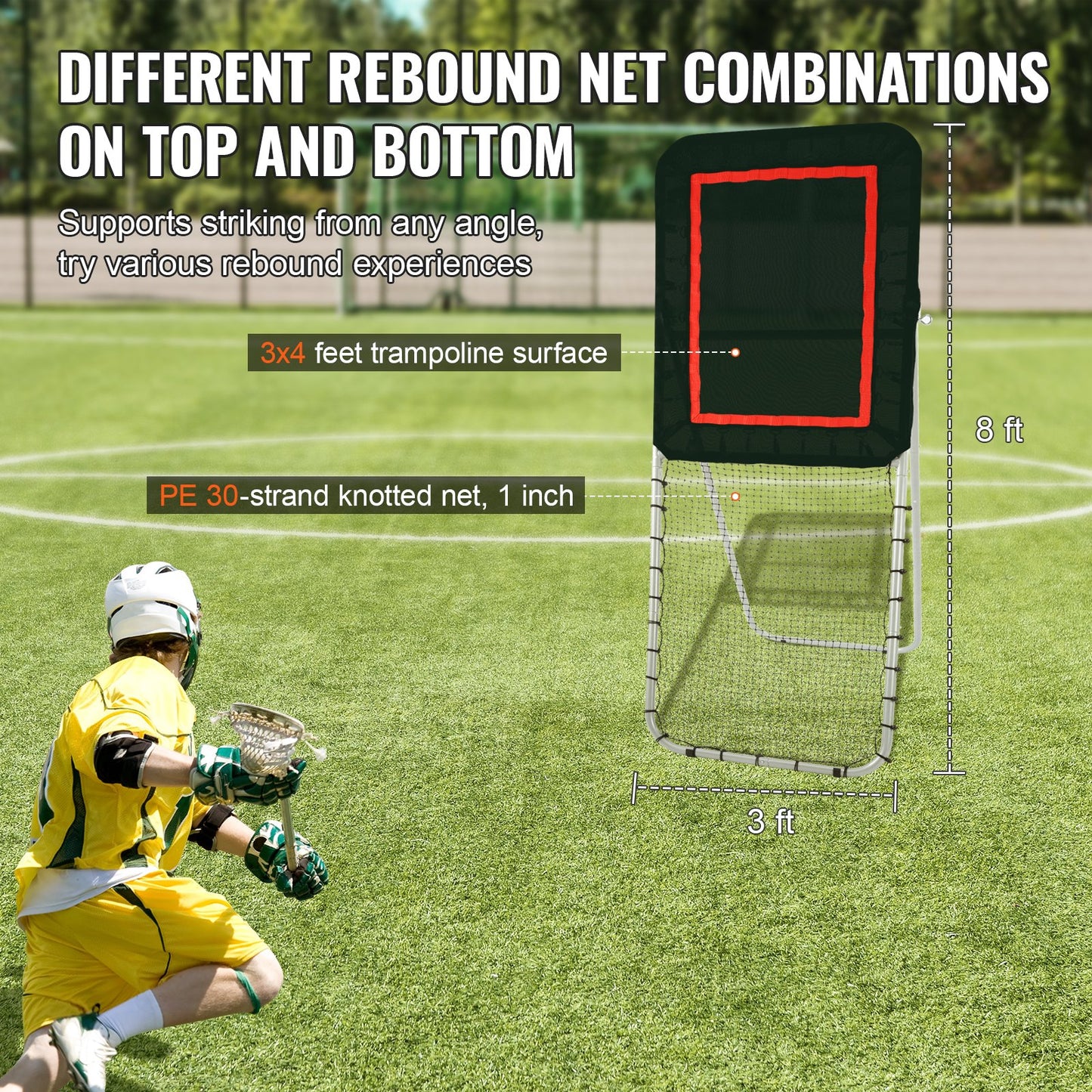 Folding Lacrosse Rebounder for Backyard, 3x8 Ft Volleyball Bounce Back Net, Pitchback Throwback Baseball V952-ZQGQFDWTCBWK30JVMV0