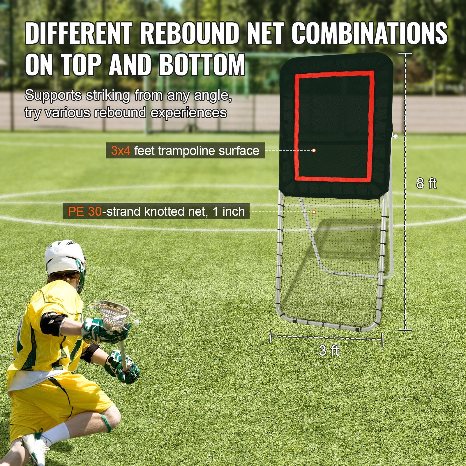 Folding Lacrosse Rebounder for Backyard, 3x8 Ft Volleyball Bounce Back Net, Pitchback Throwback Baseball V952-ZQGQFDWTCBWK30JVMV0