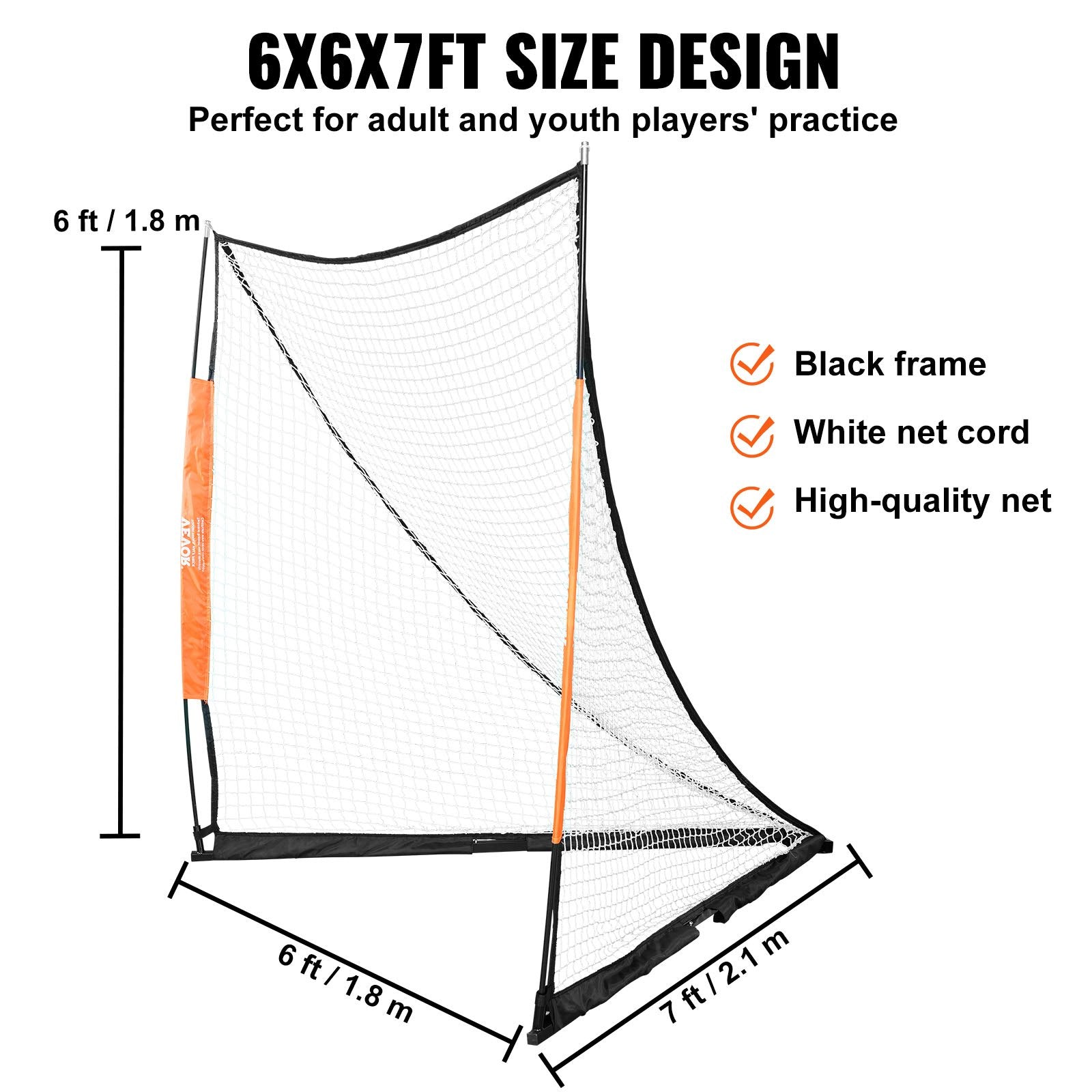 Lacrosse Goal, 1.8mx1.8m Lacrosse Net, Portable Lacrosse Goal with Carry Bag, Fiberglass Rod Backyard V952-ZQGQQMBXK66YHXM3MV0
