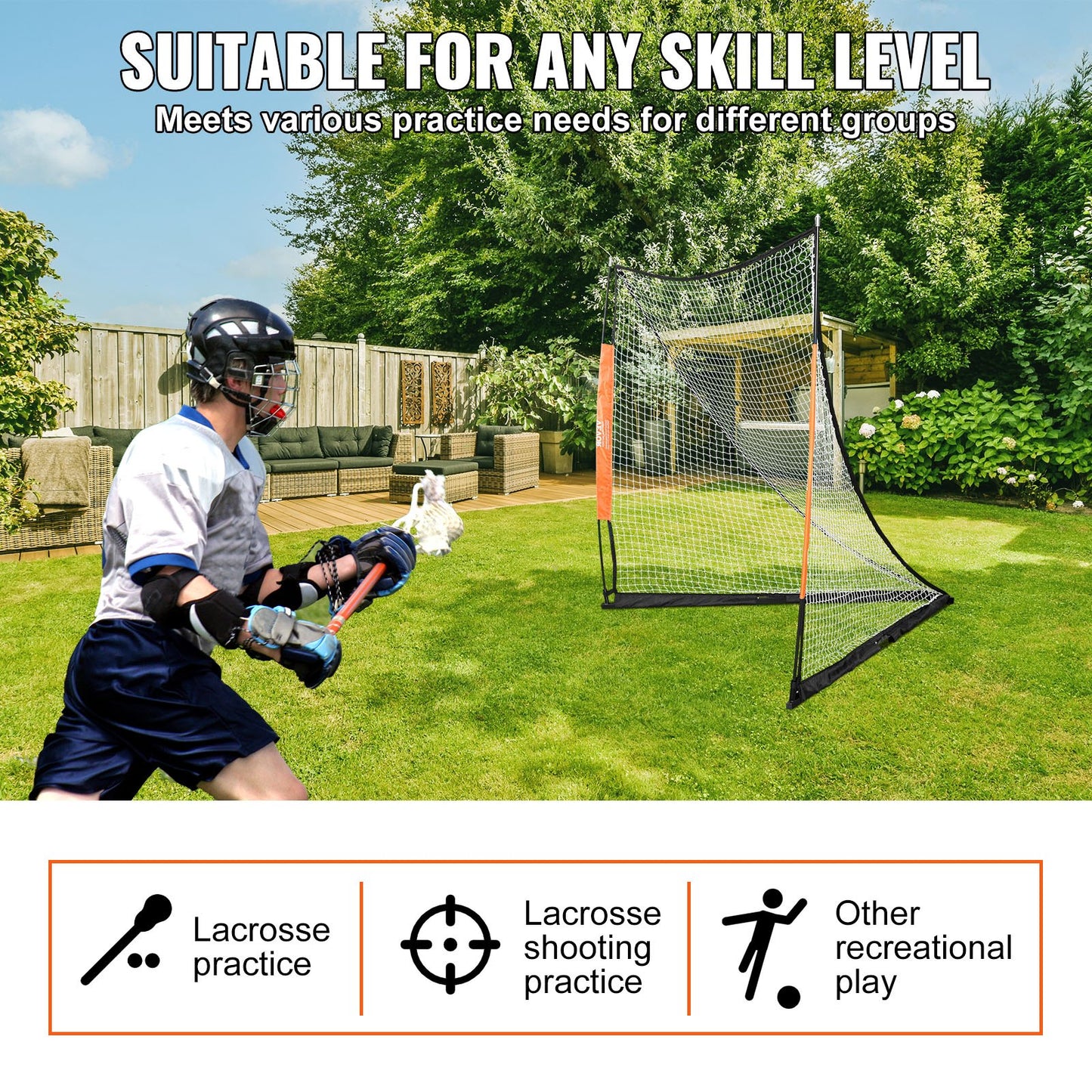 Lacrosse Goal, 1.8mx1.8m Lacrosse Net, Portable Lacrosse Goal with Carry Bag, Fiberglass Rod Backyard V952-ZQGQQMBXK66YHXM3MV0
