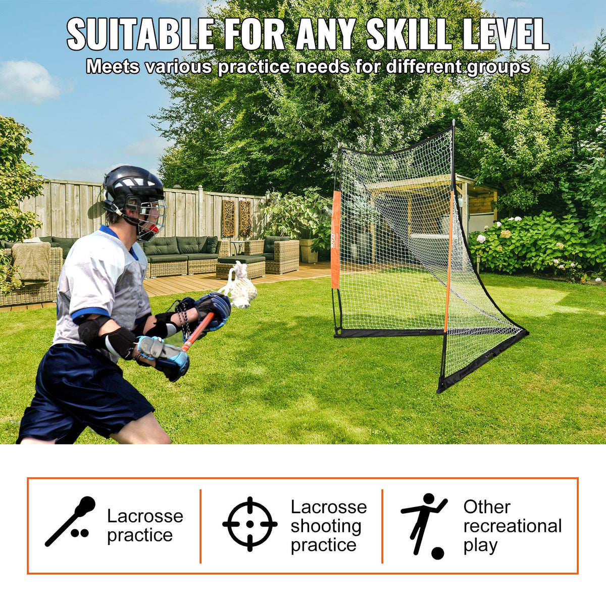 Lacrosse Goal, 1.8mx1.8m Lacrosse Net, Portable Lacrosse Goal with Carry Bag, Fiberglass Rod Backyard V952-ZQGQQMBXK66YHXM3MV0