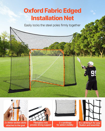 Hockey and Lacrosse Goal Backstop, 12x9 ft Lacrosse Net with Extended Coverage, Quick Easy Setup Complete V952-ZQGQQMTJK1291LY4QV0