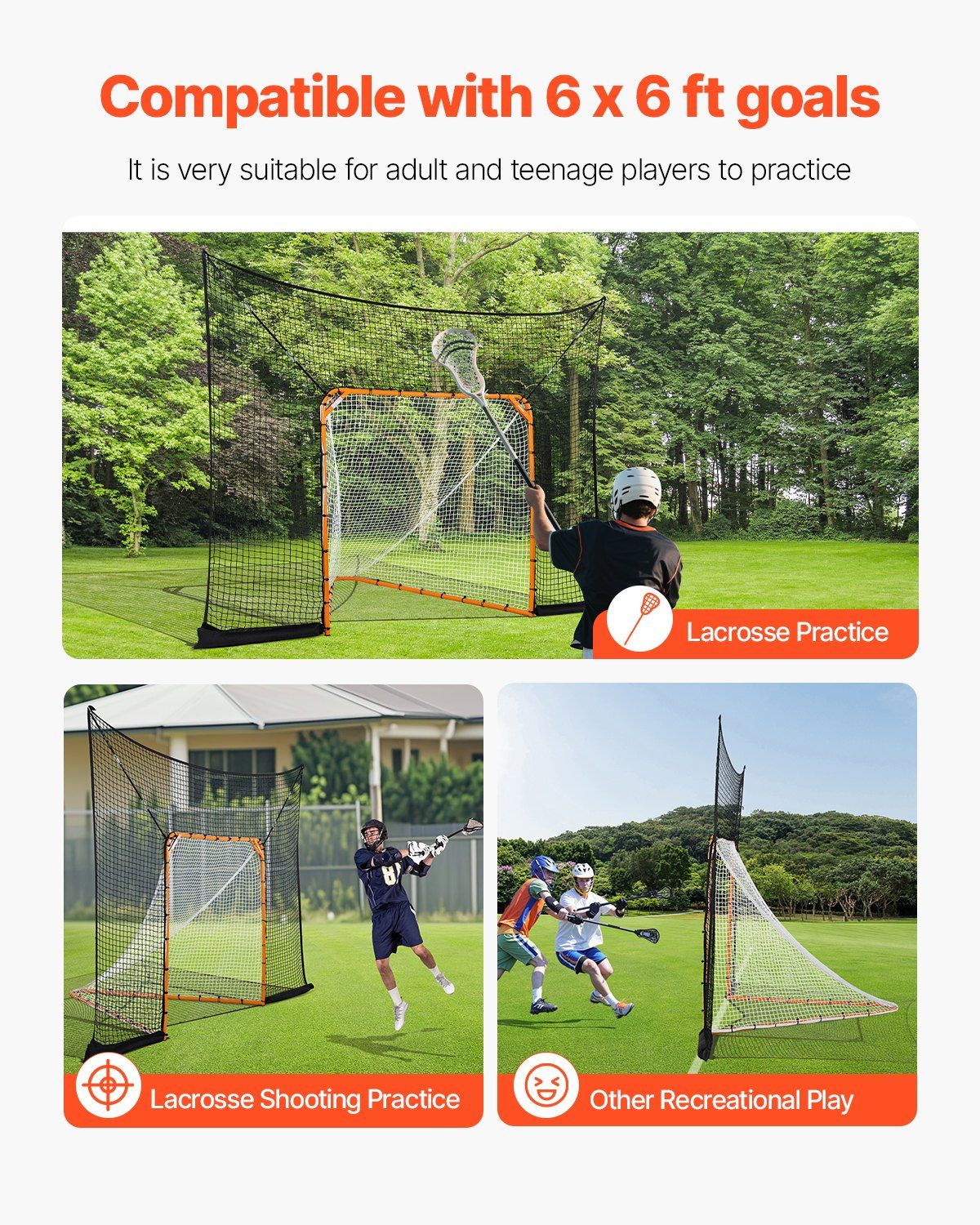 Hockey and Lacrosse Goal Backstop, 12x9 ft Lacrosse Net with Extended Coverage, Quick Easy Setup Complete V952-ZQGQQMTJK1291LY4QV0