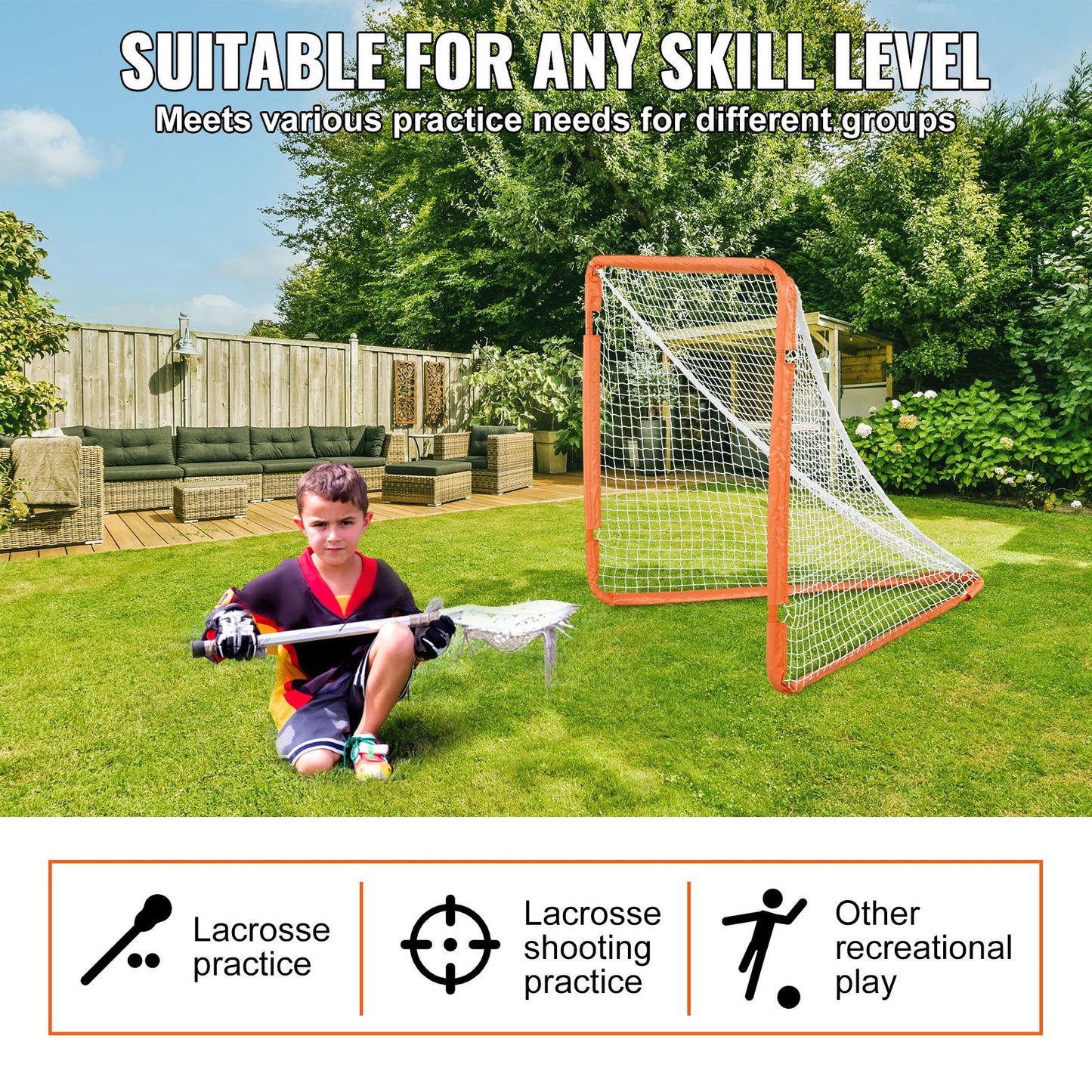 Lacrosse Goal, 1.2 mx 1.2 m Small Kids Lacrosse Net, Folding Portable Lacrosse Goal with Carry Bag, Iron V952-ZQGQQMTJK44Y29337V0