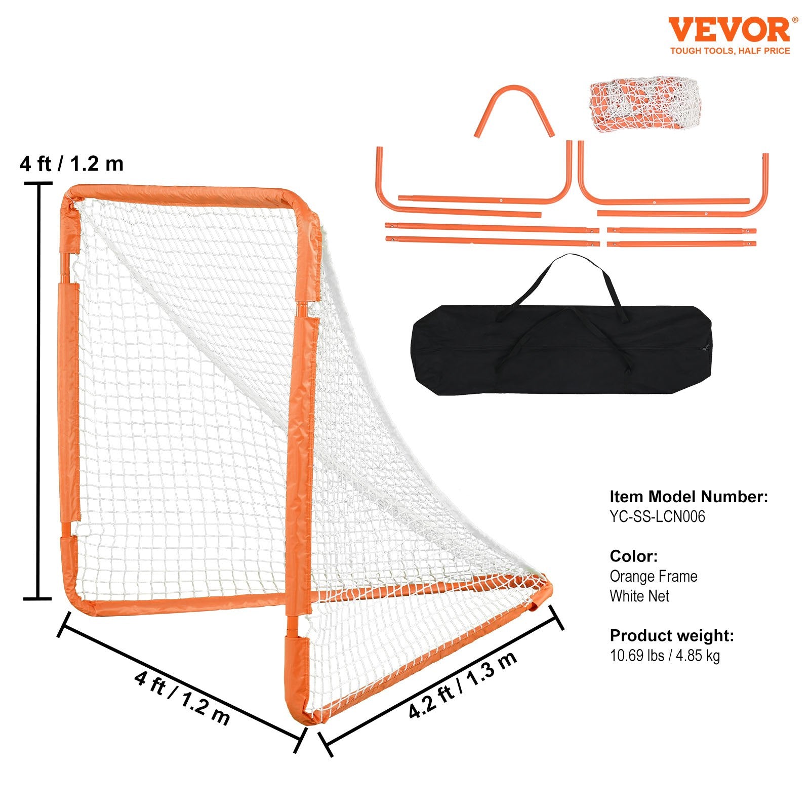 Lacrosse Goal, 1.2 mx 1.2 m Small Kids Lacrosse Net, Folding Portable Lacrosse Goal with Carry Bag, Iron V952-ZQGQQMTJK44Y29337V0