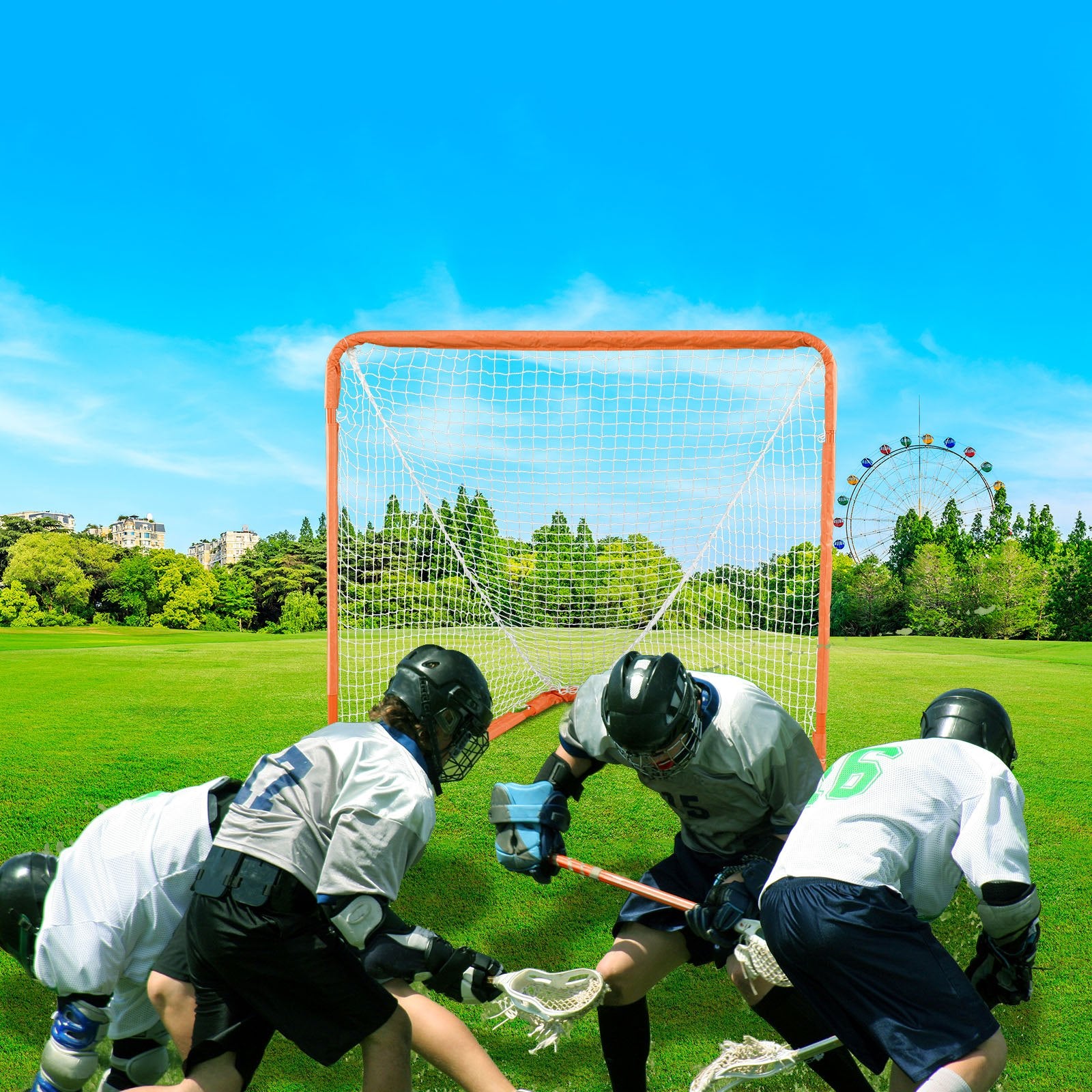 Lacrosse Goal, 1.2 mx 1.2 m Small Kids Lacrosse Net, Folding Portable Lacrosse Goal with Carry Bag, Iron V952-ZQGQQMTJK44Y29337V0