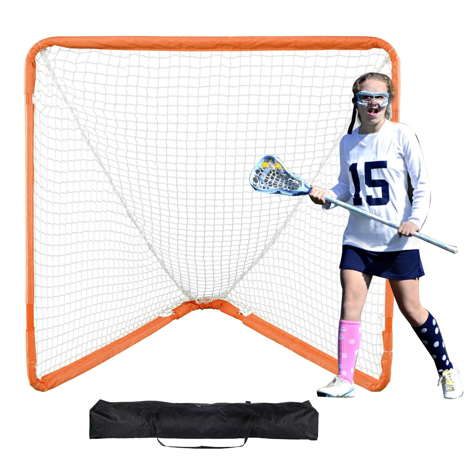 Lacrosse Goal, 1.2 mx 1.2 m Small Kids Lacrosse Net, Folding Portable Lacrosse Goal with Carry Bag, Iron V952-ZQGQQMTJK44Y29337V0