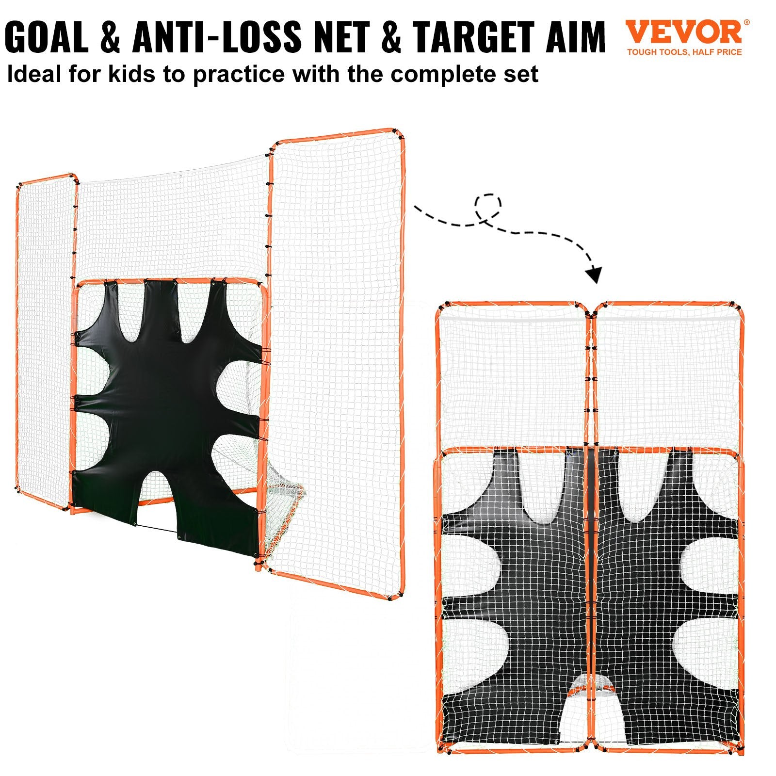 3-IN-1 Lacrosse Goal with Backstop and Target,3.7mx2.7m Lacrosse Net, Steel Frame Backyard Lacrosse Rebounder V952-ZQGQQMTJK66Y43P7FV0