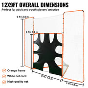 3-IN-1 Lacrosse Goal with Backstop and Target,3.7mx2.7m Lacrosse Net, Steel Frame Backyard Lacrosse Rebounder V952-ZQGQQMTJK66Y43P7FV0