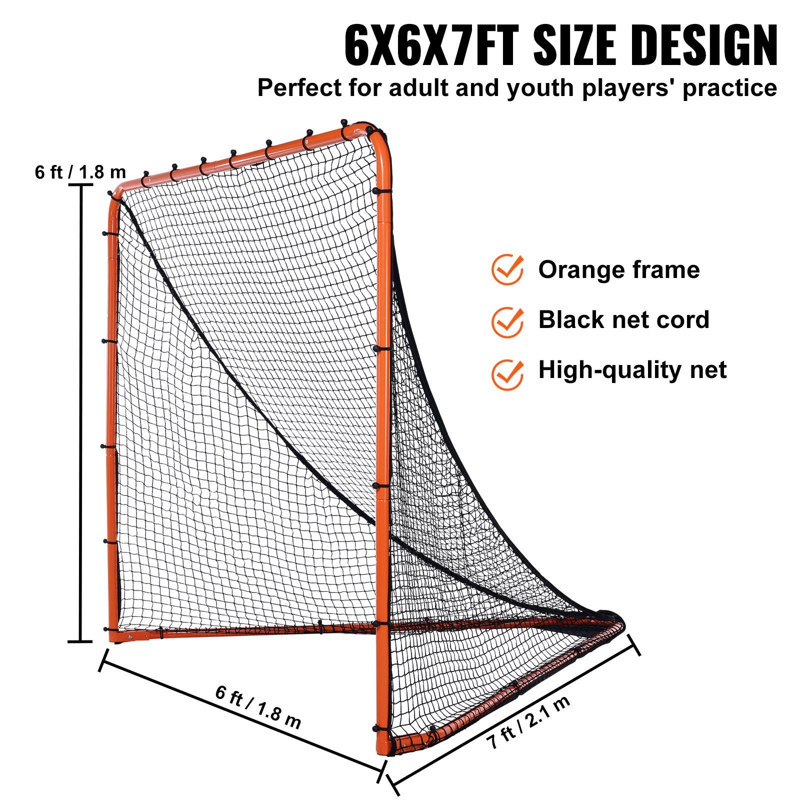 Lacrosse Goal, 1.8mx1.8m Lacrosse Net, Folding Portable Backyard Lacrosse Training Equipment, Steel Frame V952-ZQGQQMTJK66YHI8WOV0