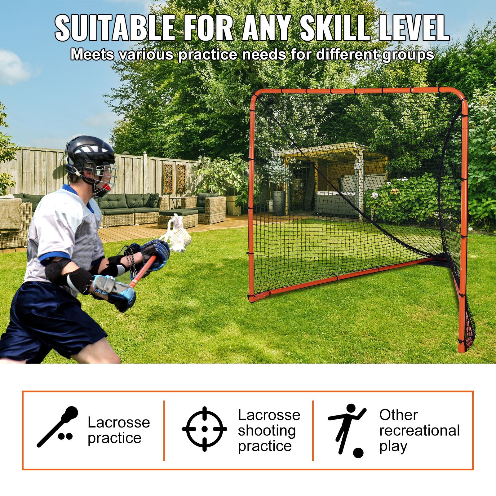 Lacrosse Goal, 1.8mx1.8m Lacrosse Net, Folding Portable Backyard Lacrosse Training Equipment, Steel Frame V952-ZQGQQMTJK66YHI8WOV0