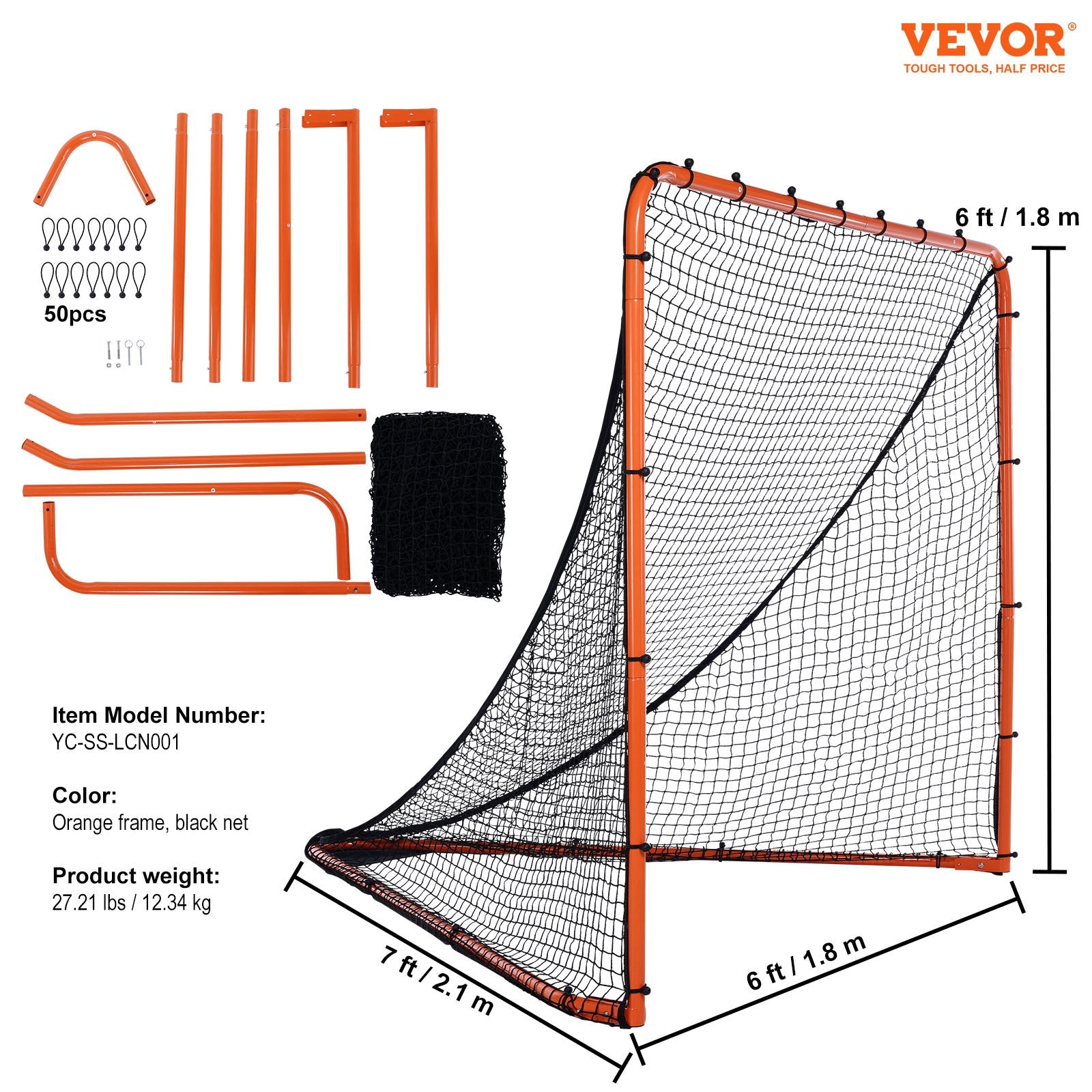 Lacrosse Goal, 1.8mx1.8m Lacrosse Net, Folding Portable Backyard Lacrosse Training Equipment, Steel Frame V952-ZQGQQMTJK66YHI8WOV0