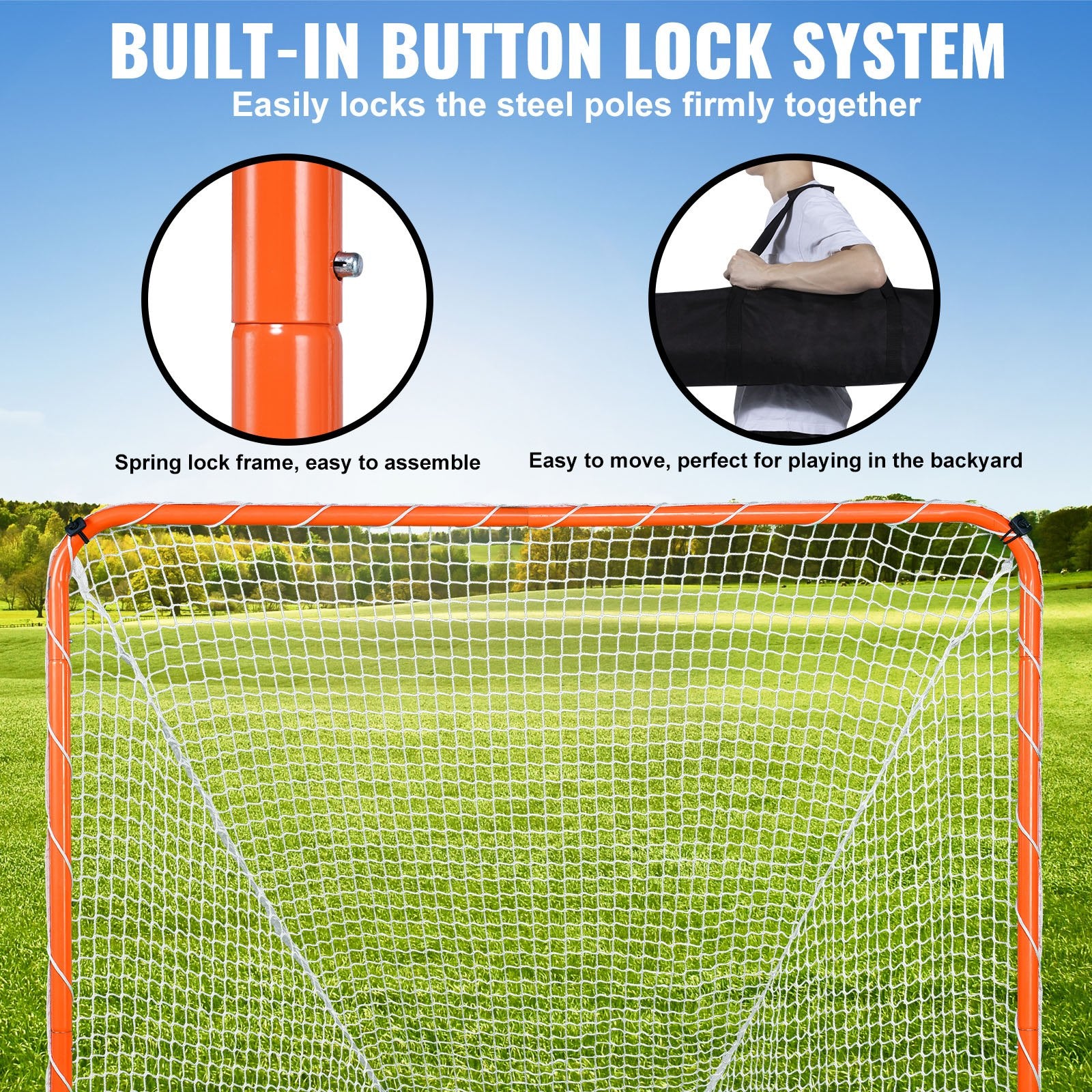 Lacrosse Goal, 6' x 6' Lacrosse Net, Steel Frame Backyard Lacrosse Training Equipment, Portable Lacrosse Goal V952-ZQGQQMTJK66YIO3RGV0