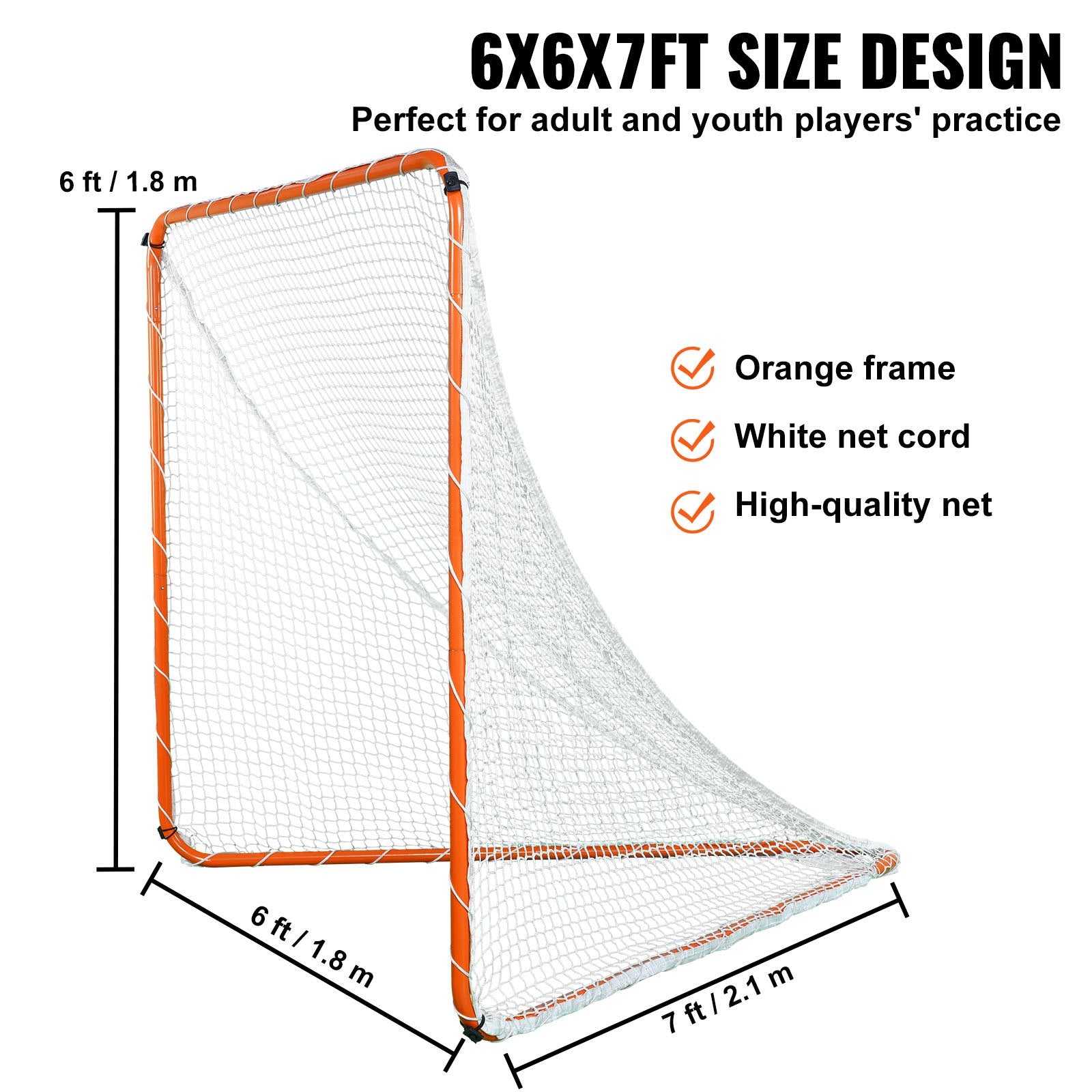 Lacrosse Goal, 6' x 6' Lacrosse Net, Steel Frame Backyard Lacrosse Training Equipment, Portable Lacrosse Goal V952-ZQGQQMTJK66YIO3RGV0