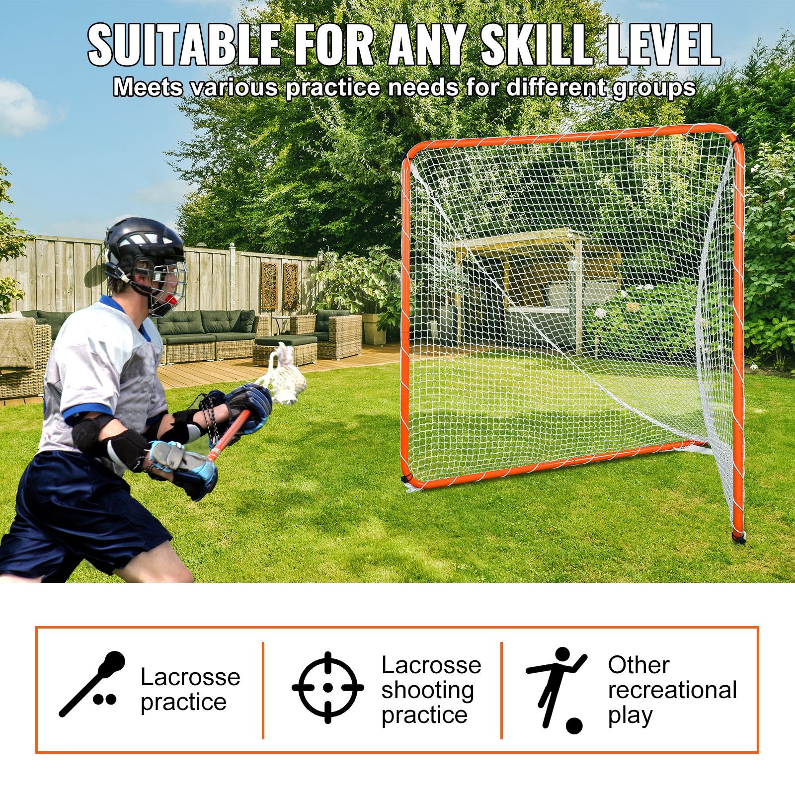 Lacrosse Goal, 6' x 6' Lacrosse Net, Steel Frame Backyard Lacrosse Training Equipment, Portable Lacrosse Goal V952-ZQGQQMTJK66YIO3RGV0