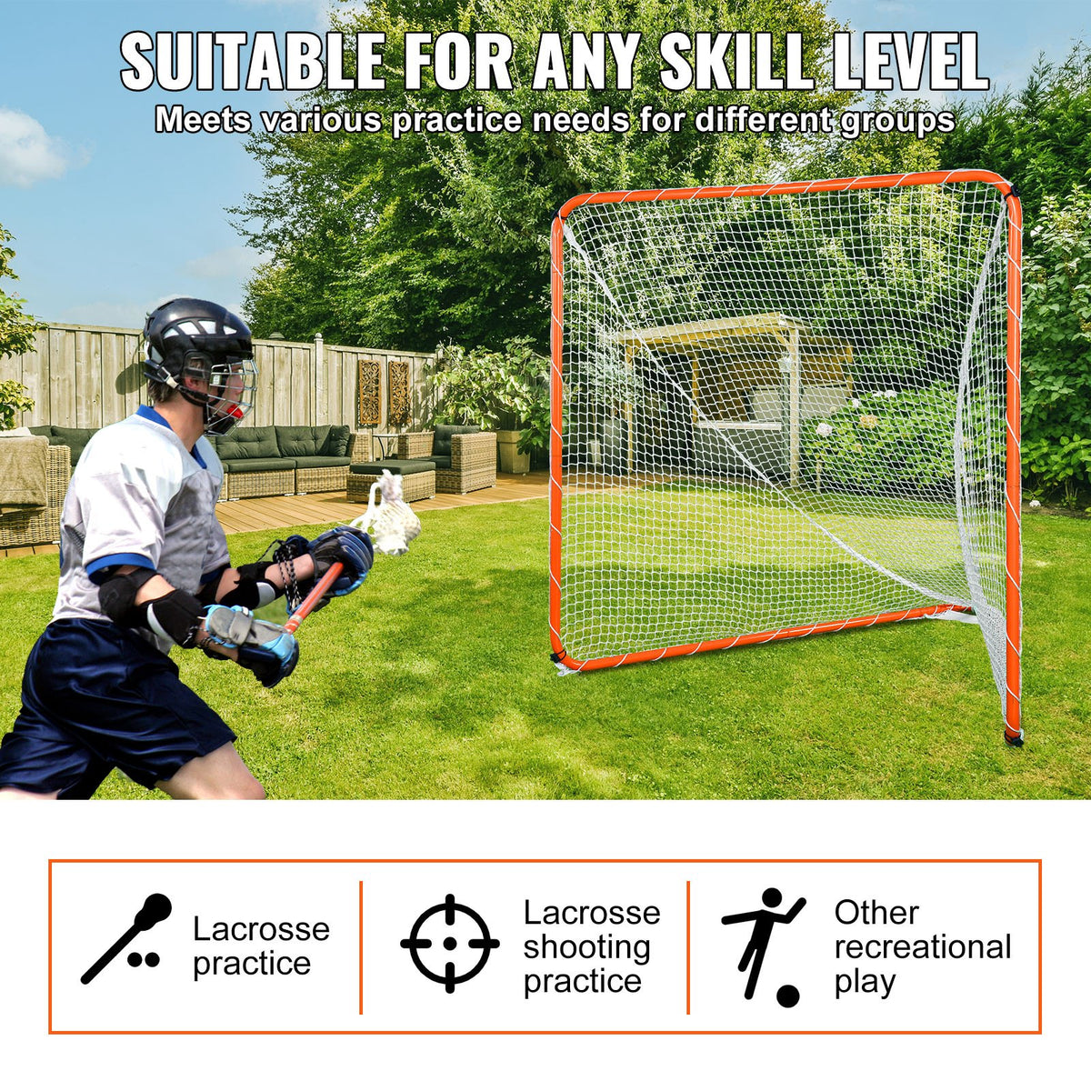 Lacrosse Goal, 6' x 6' Lacrosse Net, Steel Frame Backyard Lacrosse Training Equipment, Portable Lacrosse Goal V952-ZQGQQMTJK66YIO3RGV0