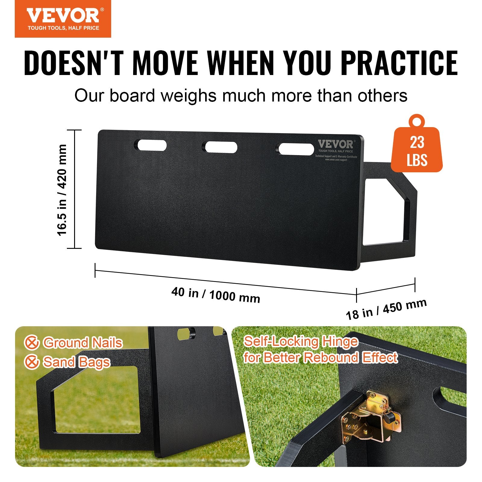 Soccer Rebounder Board, 100x40 cm Portable Soccer Wall with 2 Angles Rebound, Foldable HDPE Kickback Rebound V952-ZQHDBHDPE401ECPEMV0