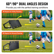 Soccer Rebounder Board, 115x45 cm Portable Soccer Wall with 2 Angles Rebound, Foldable HDPE Kickback Rebound V952-ZQHDBHDPE451MXKRDV0