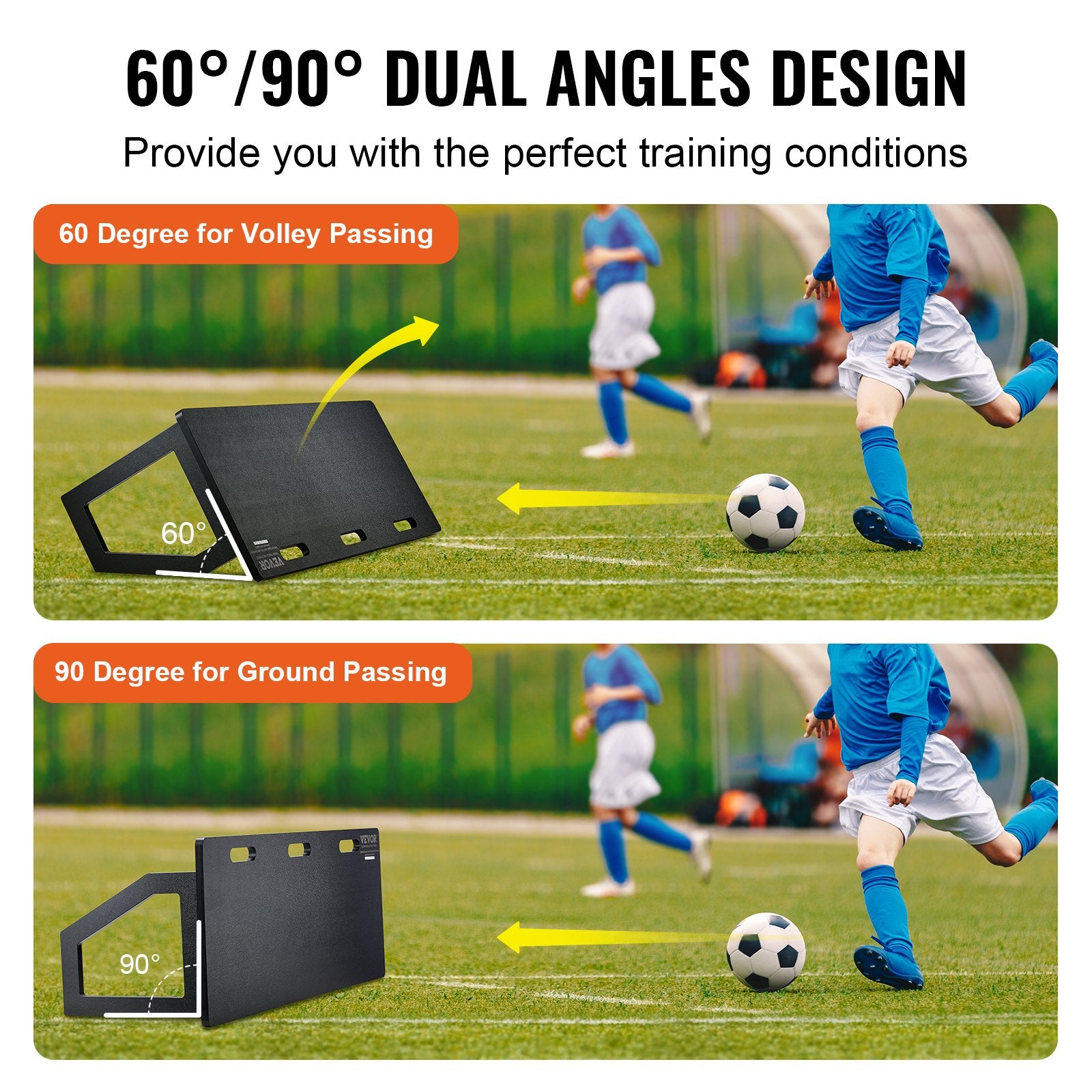 Soccer Rebounder Board, 115x45 cm Portable Soccer Wall with 2 Angles Rebound, Foldable HDPE Kickback Rebound V952-ZQHDBHDPE451MXKRDV0