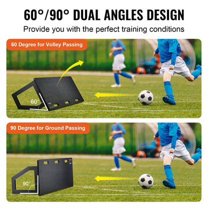 Soccer Rebounder Board, 115x45 cm Portable Soccer Wall with 2 Angles Rebound, Foldable HDPE Kickback Rebound V952-ZQHDBHDPE451MXKRDV0