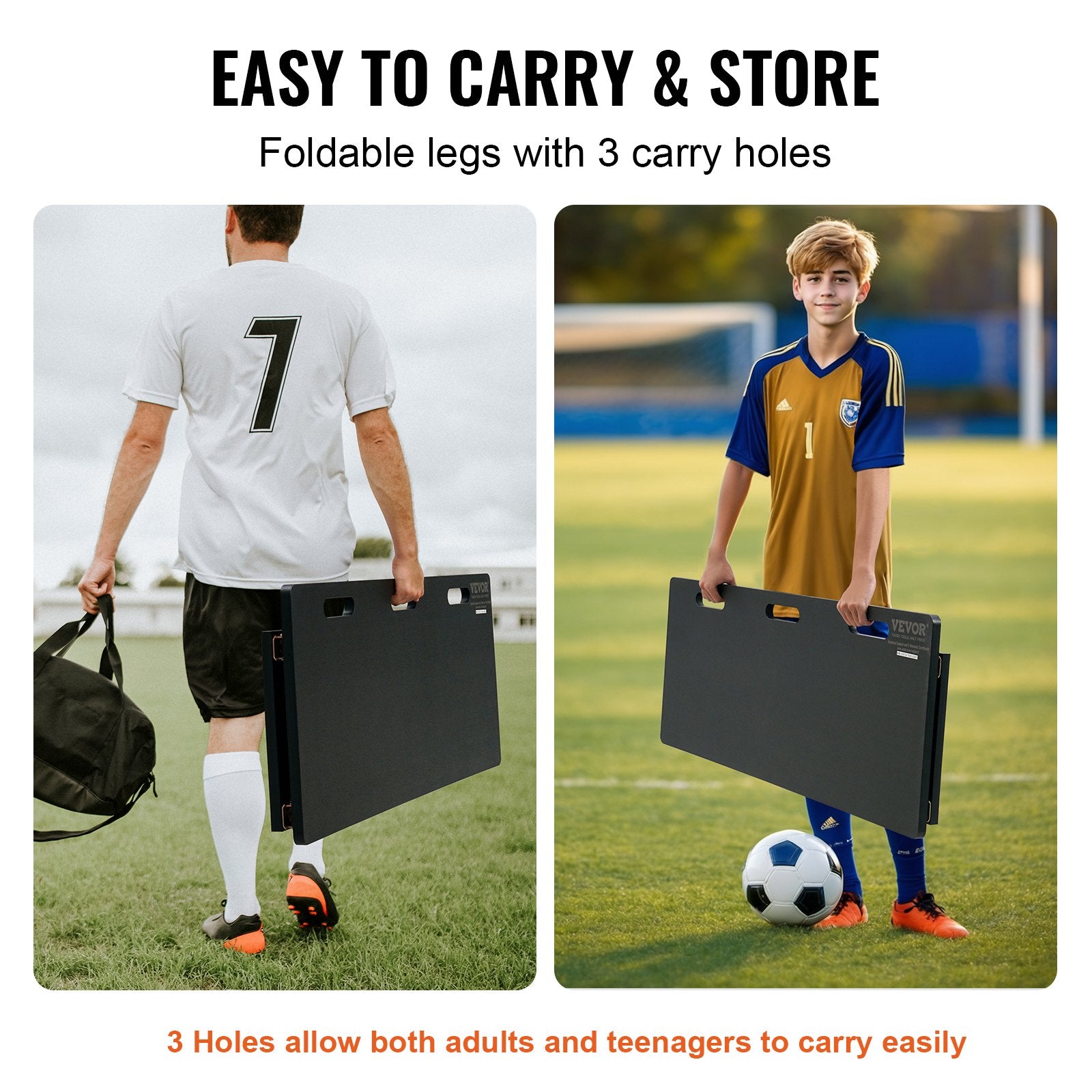 Soccer Rebounder Board, 115x45 cm Portable Soccer Wall with 2 Angles Rebound, Foldable HDPE Kickback Rebound V952-ZQHDBHDPE451MXKRDV0