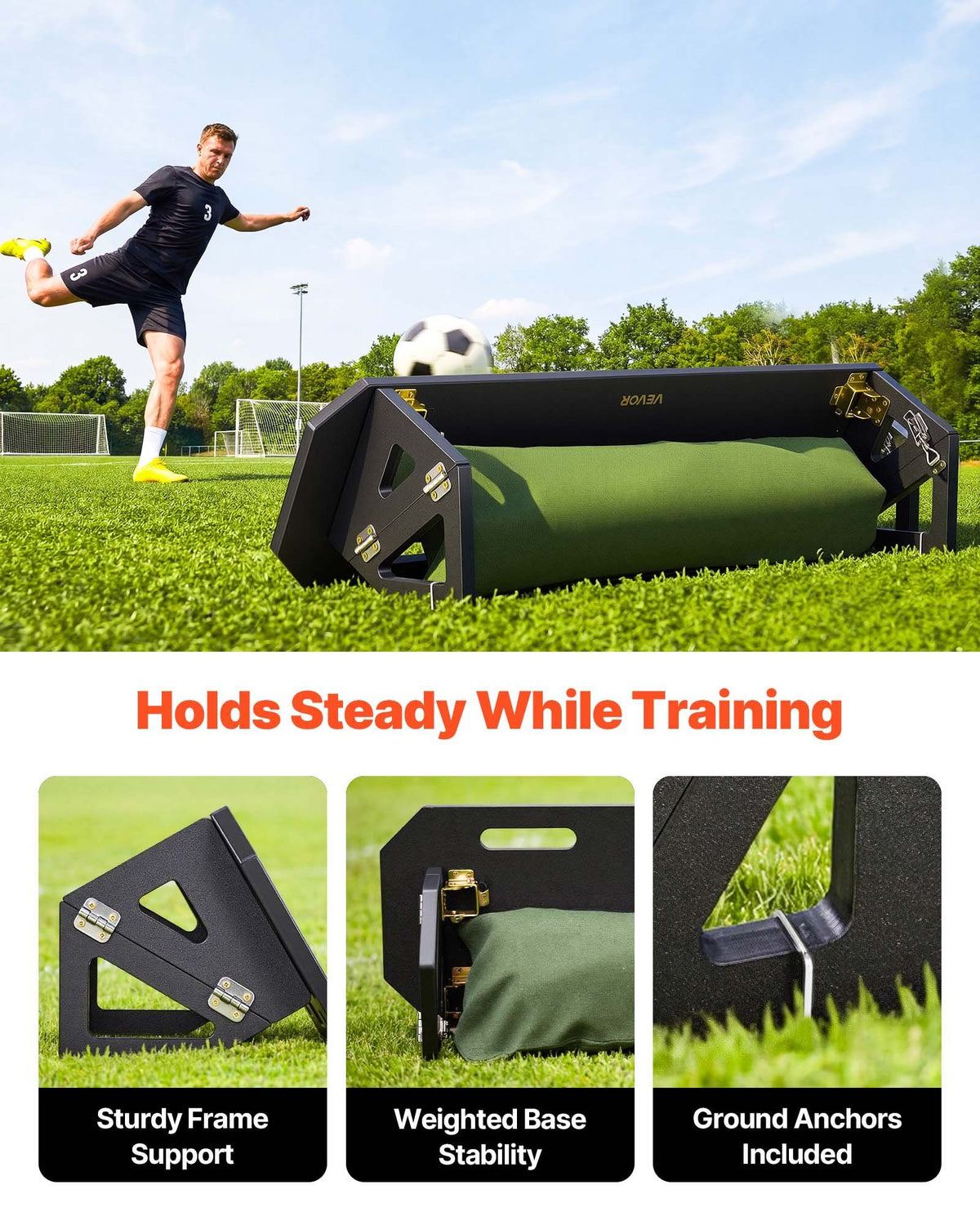 Soccer Rebounder Board, 1000 x 300 mm Portable Soccer Rebound Wall, HDPE Sports Kick Back Trainer, 3 V952-ZQHDBHDPEL40FASLS001V0