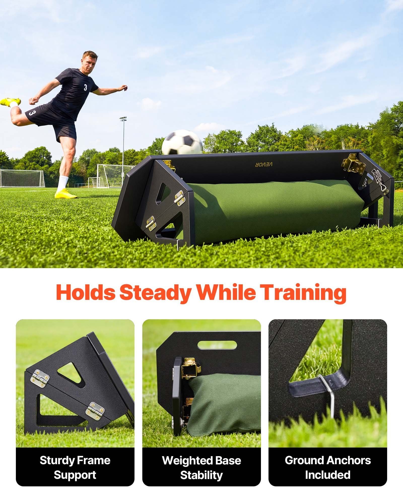 Soccer Rebounder Board, 1000 x 300 mm Portable Soccer Rebound Wall, HDPE Sports Kick Back Trainer, 3 V952-ZQHDBHDPEL40FASLS001V0