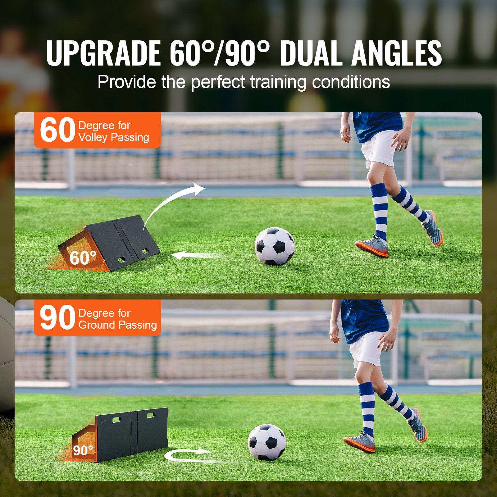 Soccer Rebounder Board, 45"X13" Portable Soccer Wall with 2 Angles Rebound, Foldable HDPE Kickback Rebound V952-ZQHDBHDPEL45RXNTKV0