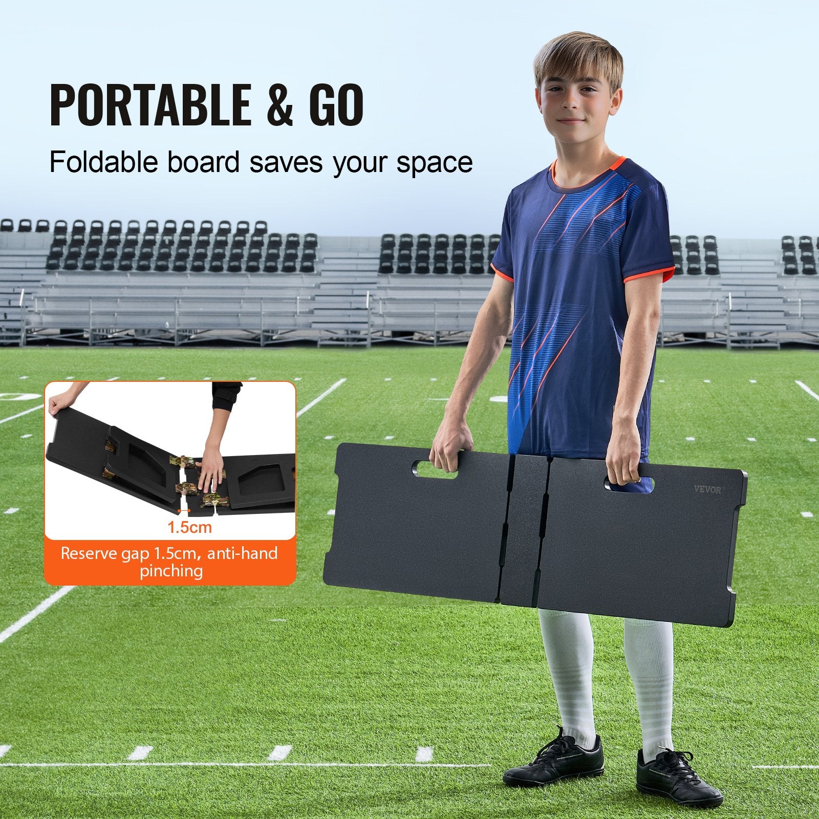 Soccer Rebounder Board, 45"X13" Portable Soccer Wall with 2 Angles Rebound, Foldable HDPE Kickback Rebound V952-ZQHDBHDPEL45RXNTKV0