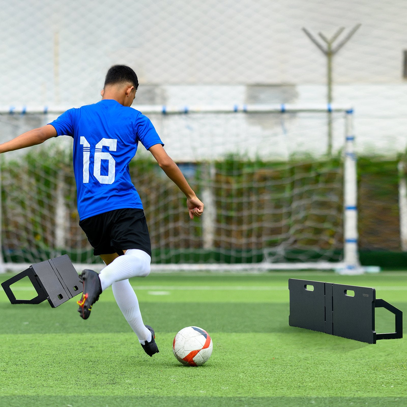 Soccer Rebounder Board, 45"X13" Portable Soccer Wall with 2 Angles Rebound, Foldable HDPE Kickback Rebound V952-ZQHDBHDPEL45RXNTKV0