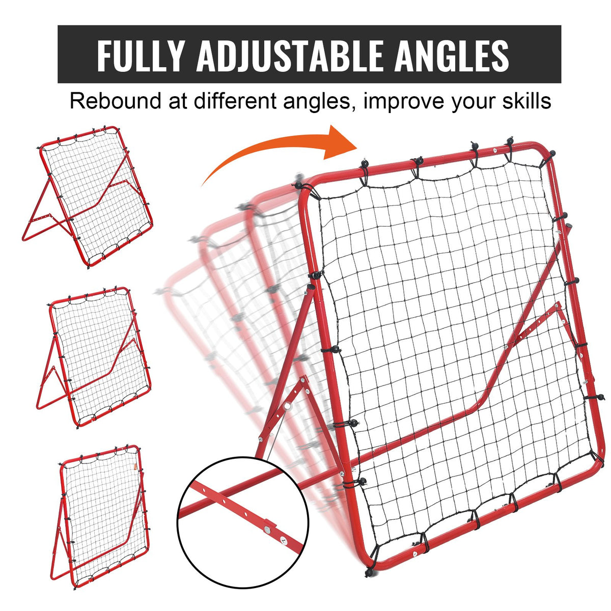Soccer Rebounder Rebound Net, Kick-Back 100x100 cm, Portable Football Training Gifts, Fully Adjustable Angles V952-ZQHDWTZ10010GPDKLV0