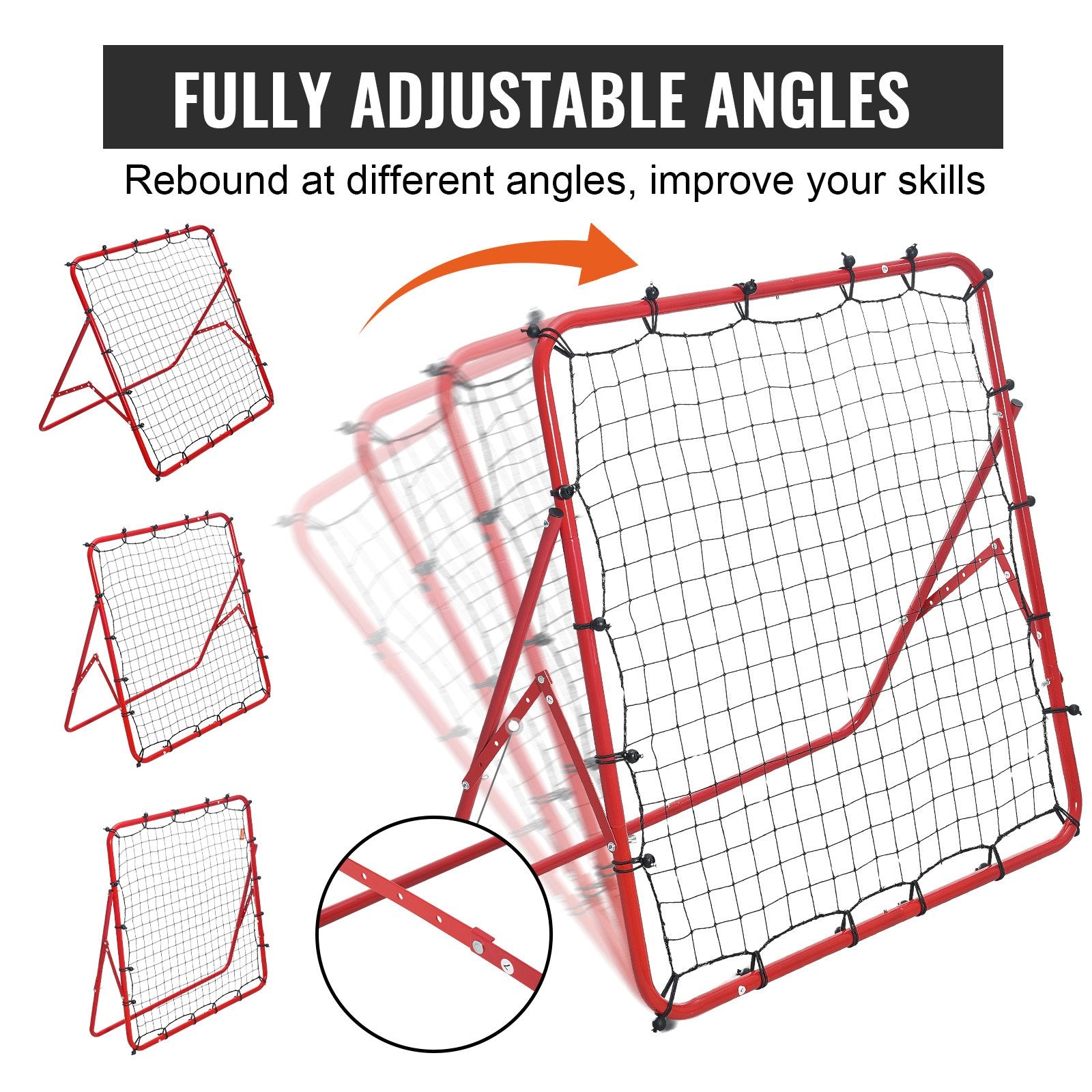 Soccer Rebounder Rebound Net, Kick-Back 100x100 cm, Portable Football Training Gifts, Fully Adjustable Angles V952-ZQHDWTZ10010GPDKLV0
