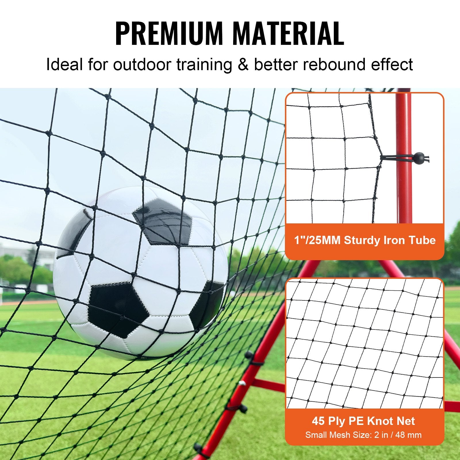 Soccer Rebounder Rebound Net, Kick-Back 100x100 cm, Portable Football Training Gifts, Fully Adjustable Angles V952-ZQHDWTZ10010GPDKLV0