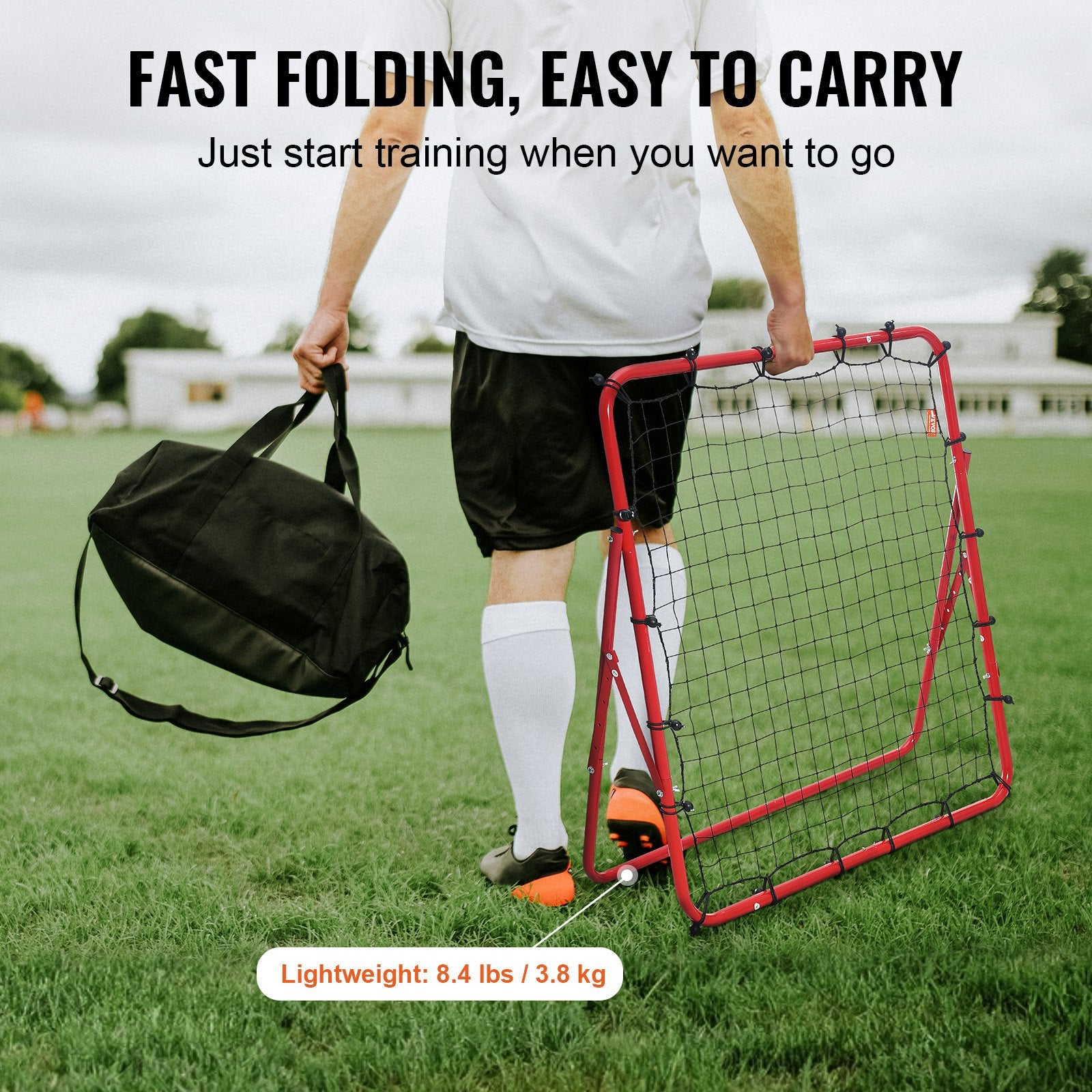 Soccer Rebounder Rebound Net, Kick-Back 100x100 cm, Portable Football Training Gifts, Fully Adjustable Angles V952-ZQHDWTZ10010GPDKLV0