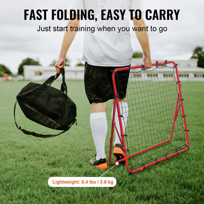 Soccer Rebounder Rebound Net, Kick-Back 100x100 cm, Portable Football Training Gifts, Fully Adjustable Angles V952-ZQHDWTZ10010GPDKLV0