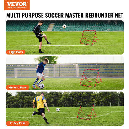 Soccer Rebounder Rebound Net, Kick-Back 100x100 cm, Portable Football Training Gifts, Fully Adjustable Angles V952-ZQHDWTZ10010GPDKLV0