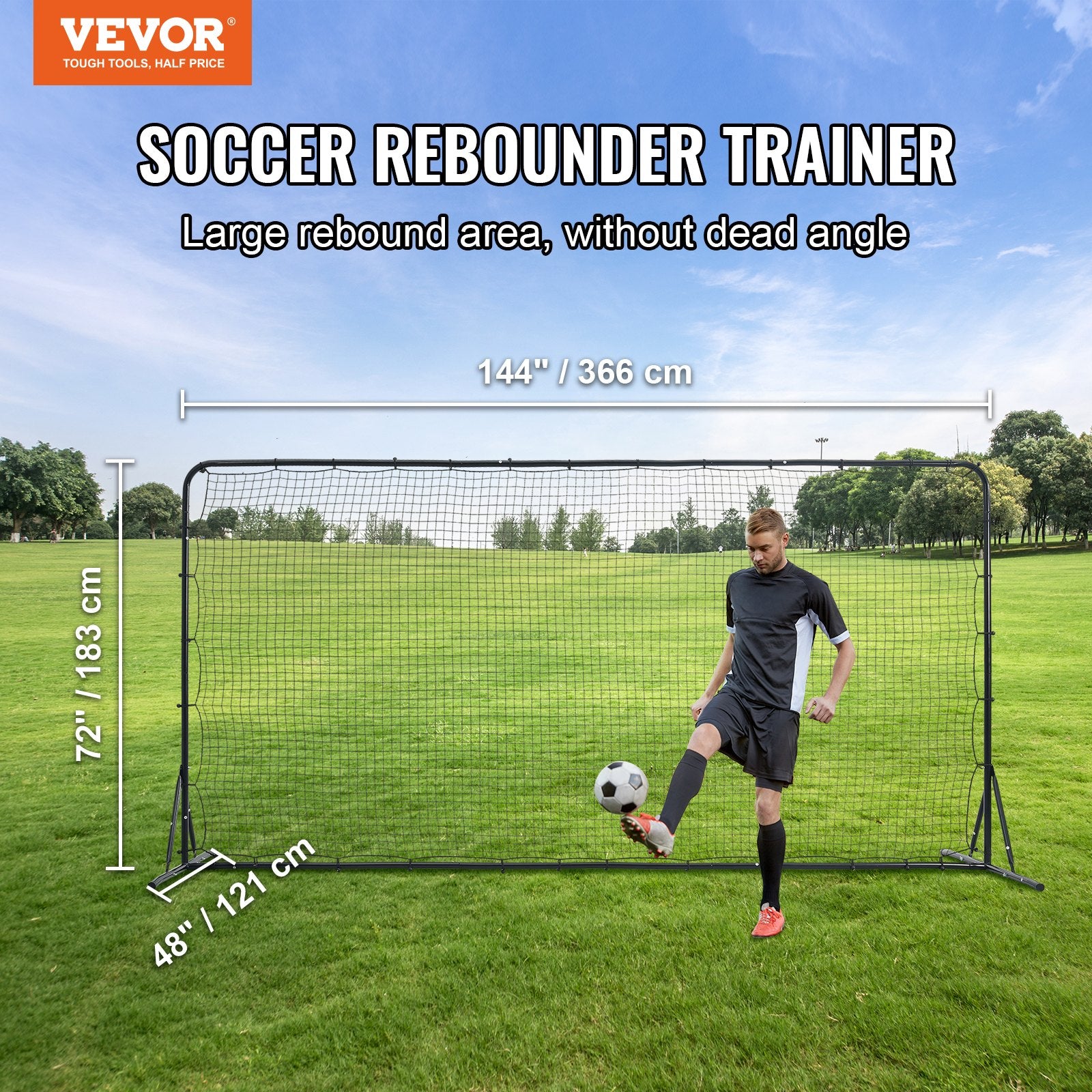 Soccer Rebounder Net, 12x6FT Iron Soccer Training Equipment, Sports Football Training Gift with Portable Bag, V952-ZQHDWTZ126YCS0MY9V0