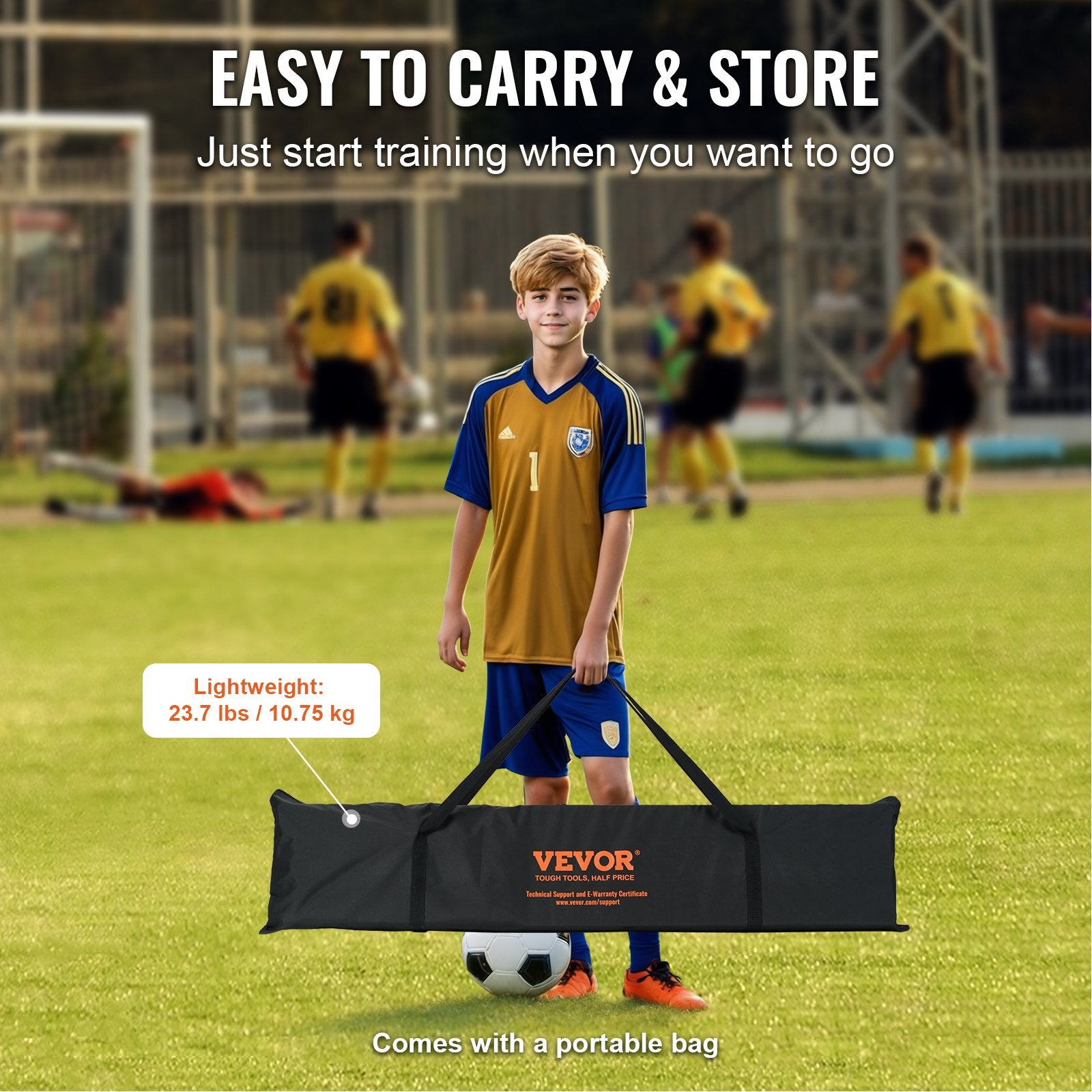 Soccer Rebounder Net, 12x6FT Iron Soccer Training Equipment, Sports Football Training Gift with Portable Bag, V952-ZQHDWTZ126YCS0MY9V0