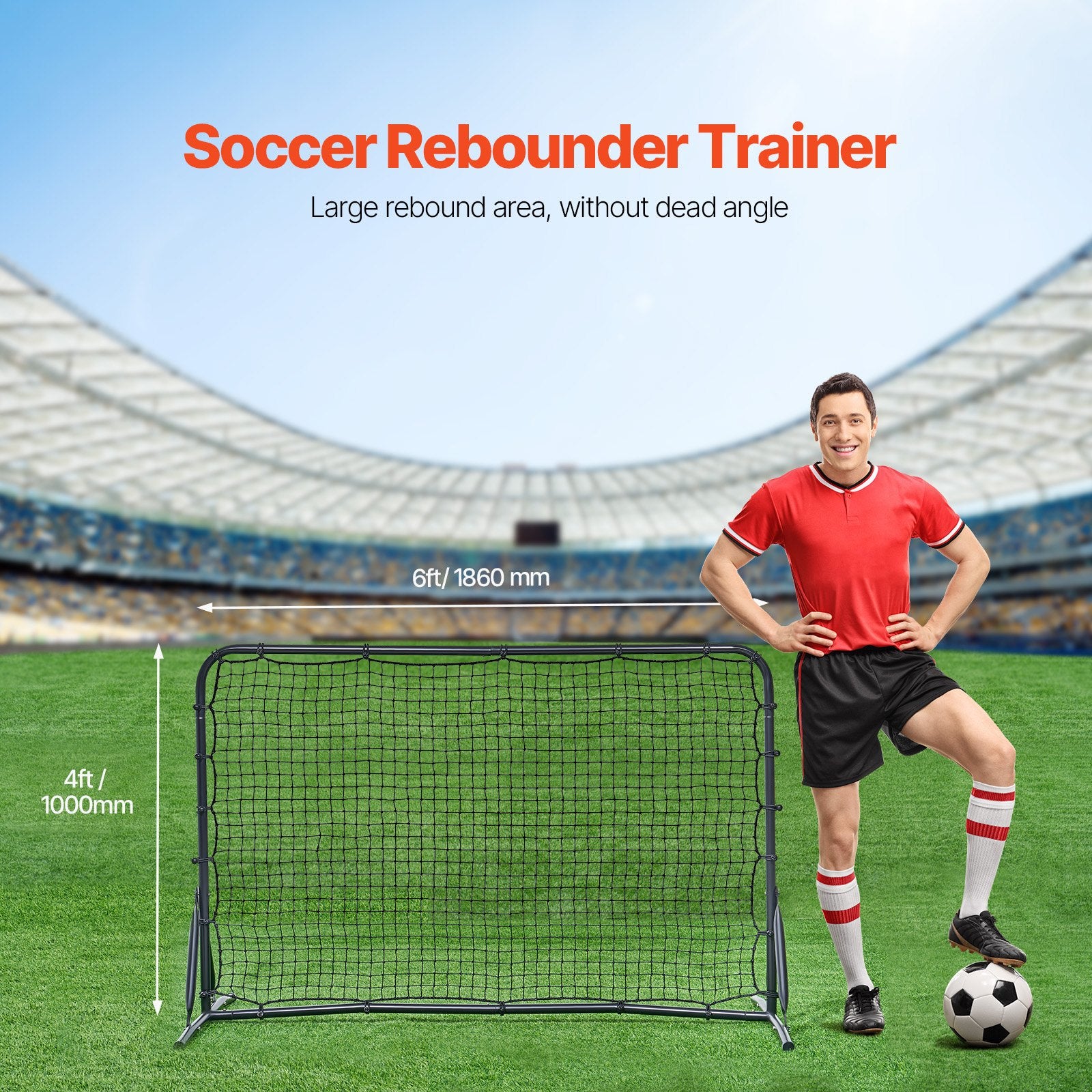 6x4FT Soccer Rebound Trainer Soccer Training Equipment Double-Sided Net V952-ZQHDWTZ64YCD591D1V0